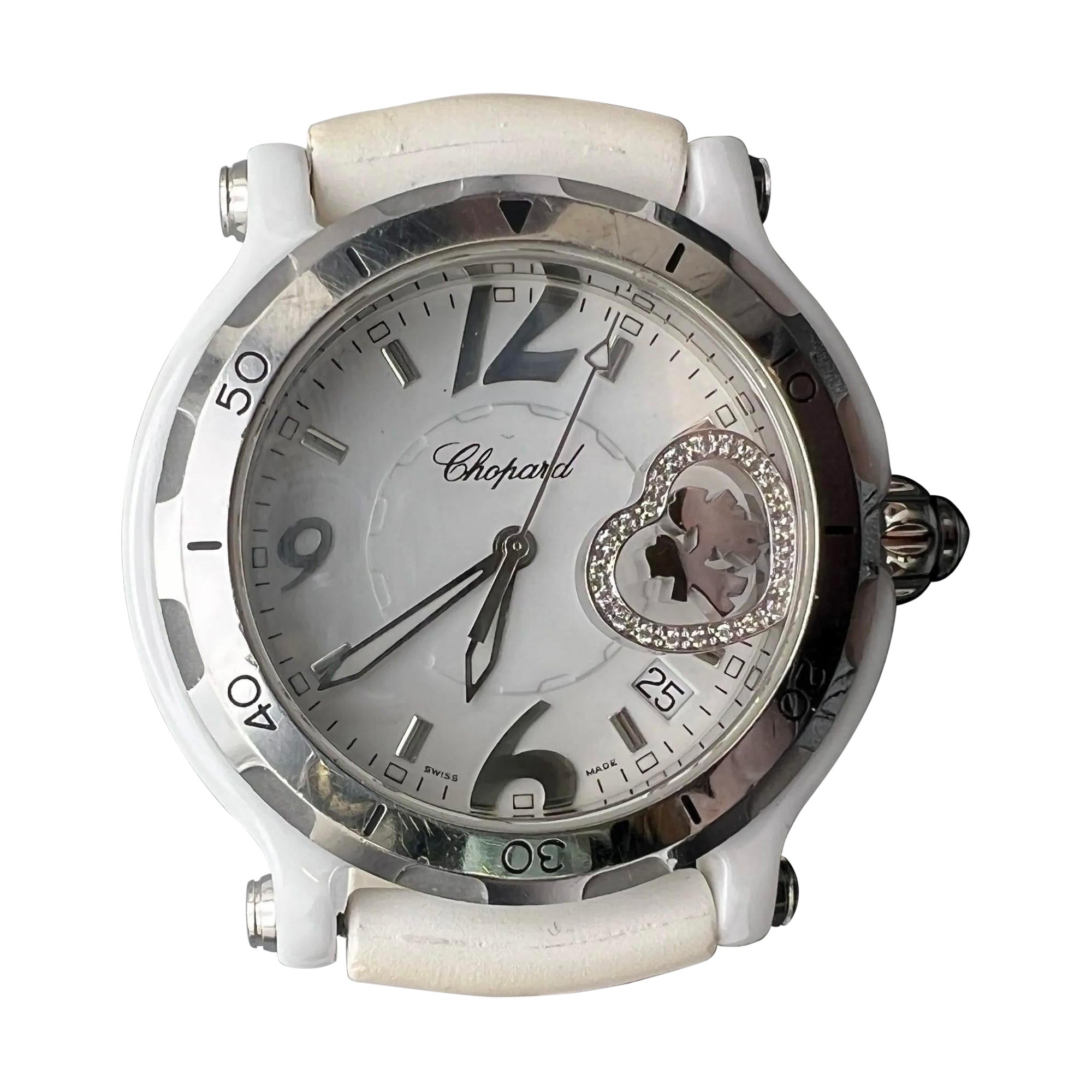 Chopard Happy Sport Ceramic Floating Heart Valentine Edition 288507-9021 B&P For Sale