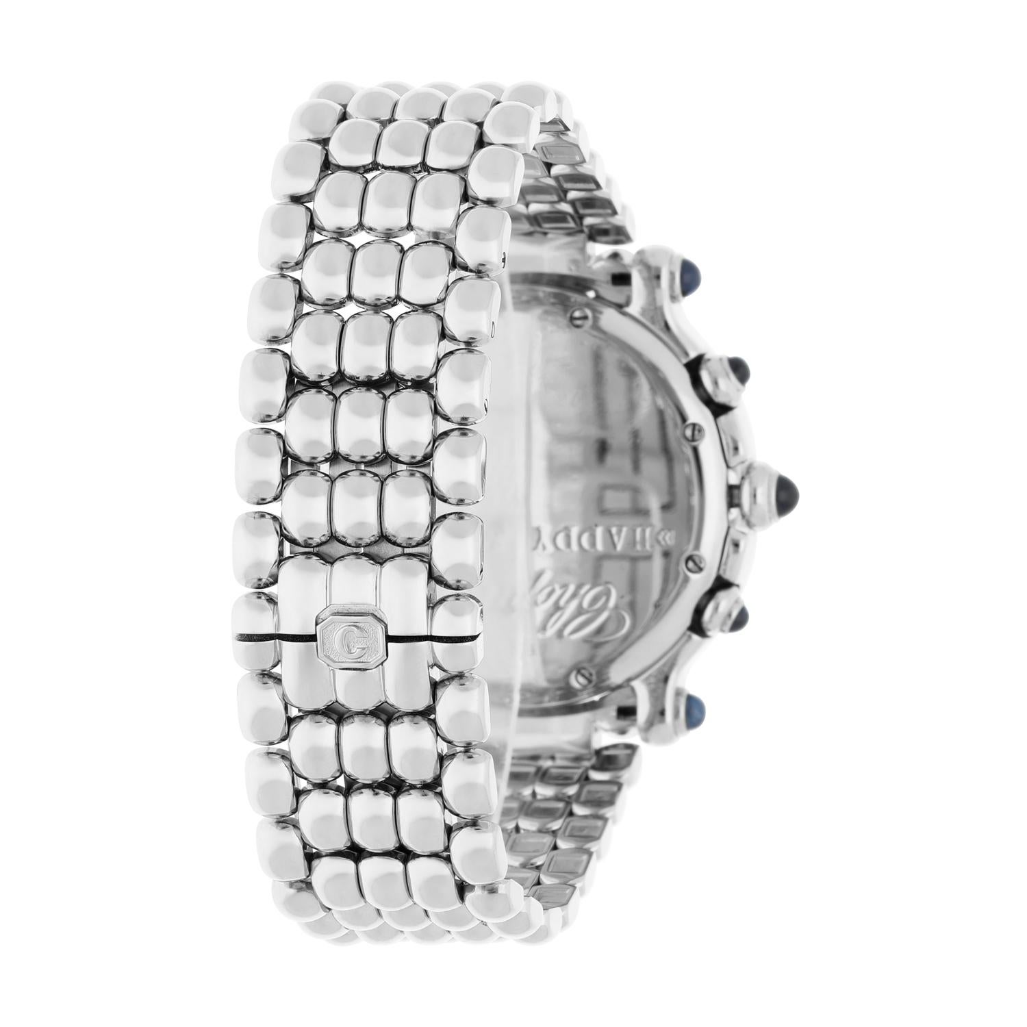 Chopard Happy Sport Montre chronographe en acier pour femme avec diamants 38 mm 28/8267-23 en vente 1