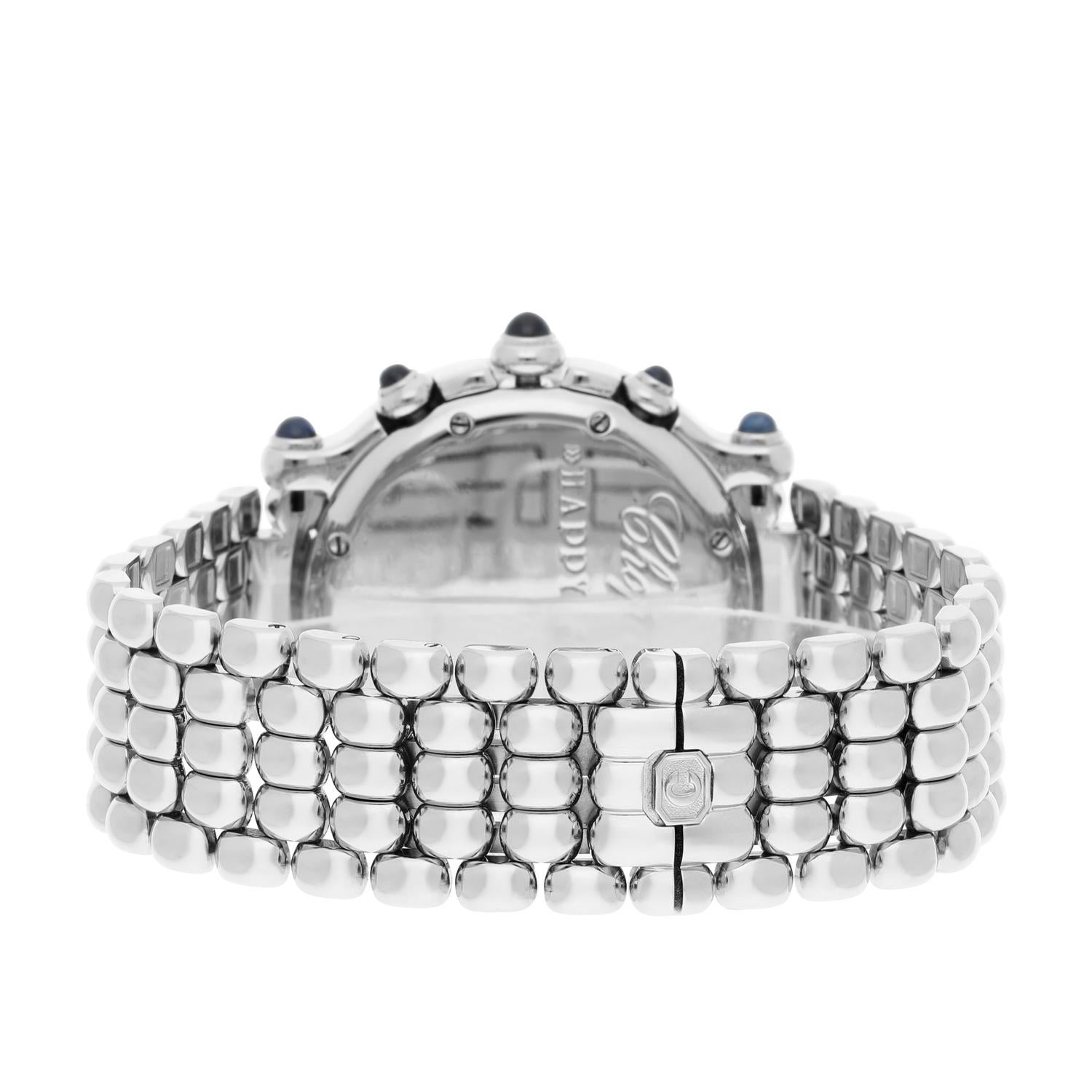 Chopard Happy Sport Montre chronographe en acier pour femme avec diamants 38 mm 28/8267-23 en vente 2