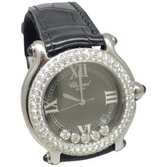 Chopard Happy Sport Classic Diamond Bezel Leather Band Ladies Watch 28/8967