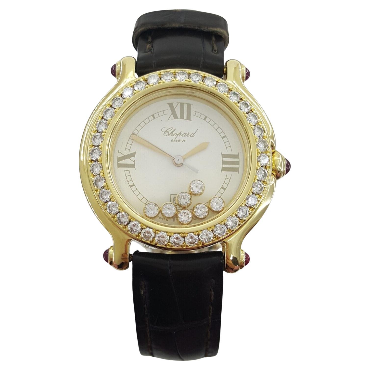 Chopard Happy Sport Diamond Bezel & Floating Diamond Watch For Sale