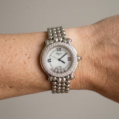 Reloj de pulsera Chopard Happy Sport de acero inoxidable con bisel de diamantes y mecanismo de cuarzo