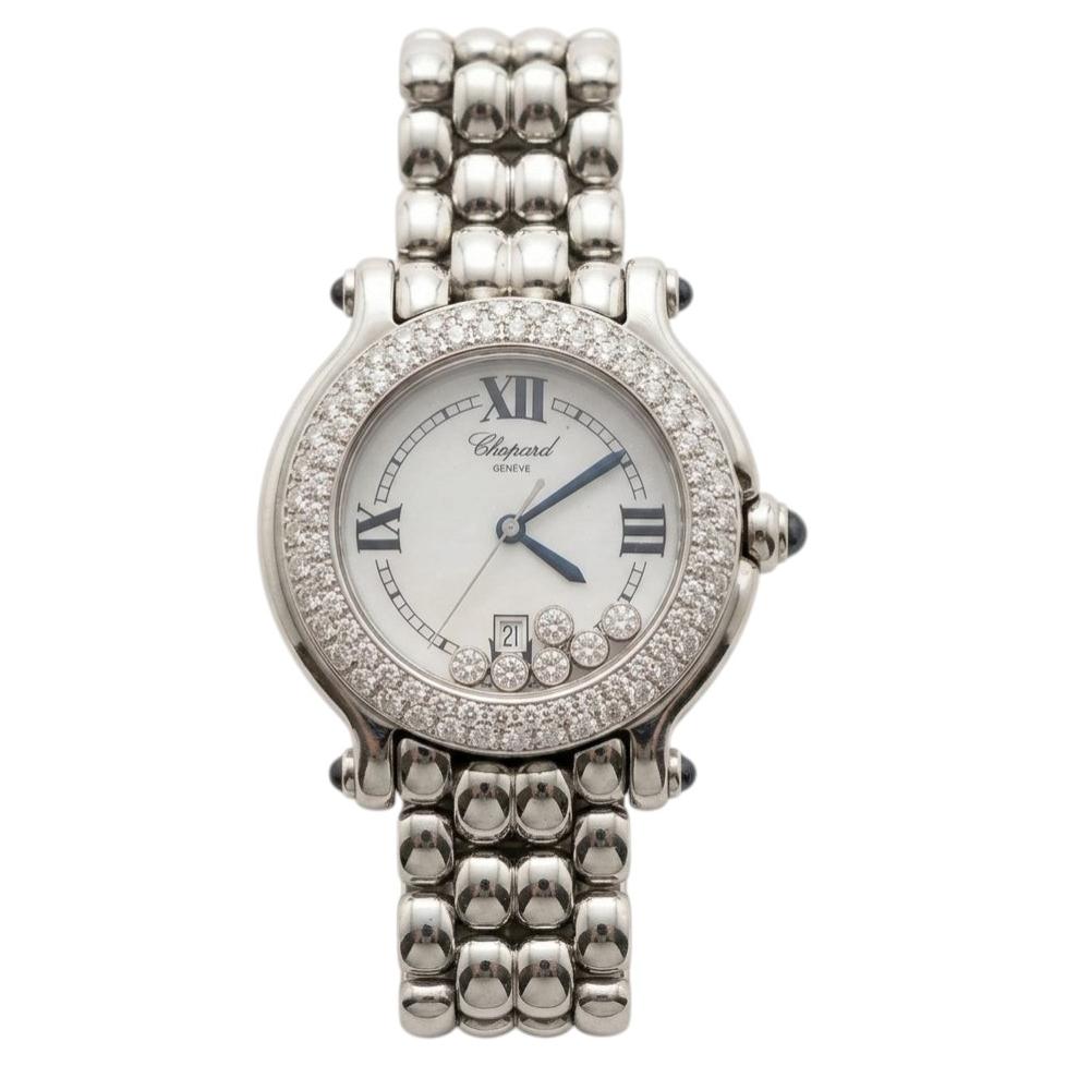 Chopard Happy Sport Diamond Bezel Stainless Steel Quartz Wristwatch For Sale