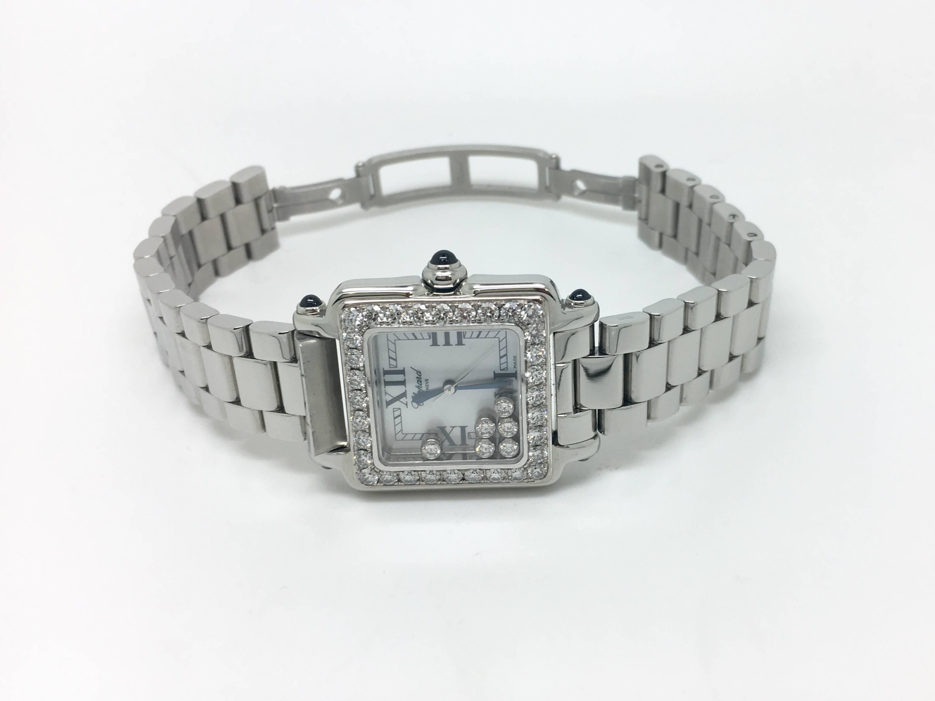 Chopard Ladies Stainless Steel Diamond Happy Sport Quartz Wristwatch Ref 8325 In Excellent Condition For Sale In Ottawa, Ontario