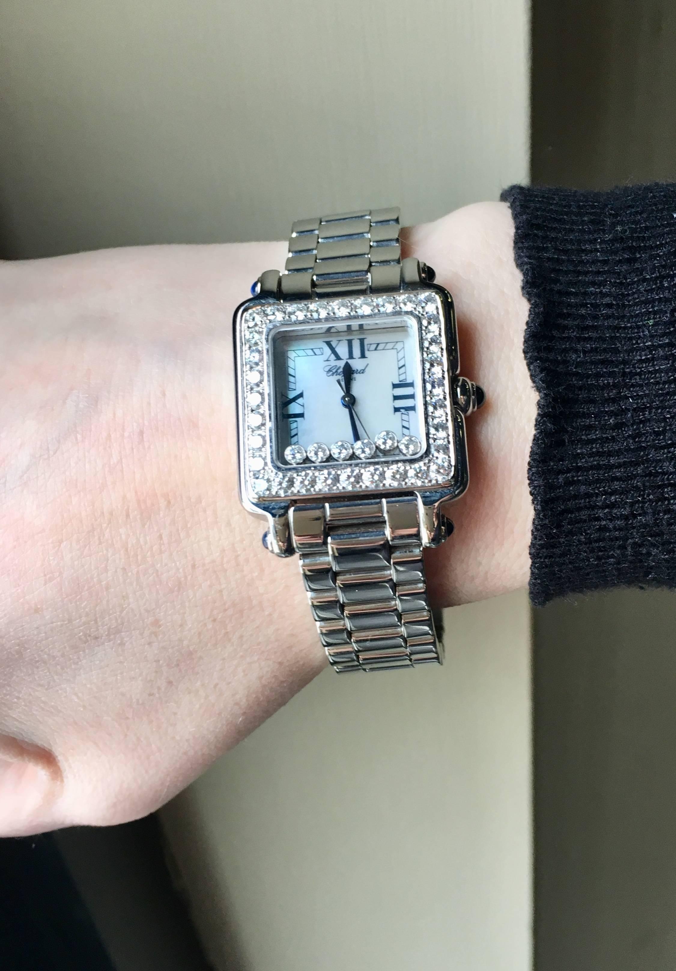 Chopard Ladies Stainless Steel Diamond Happy Sport Quartz Wristwatch Ref 8325 For Sale 1