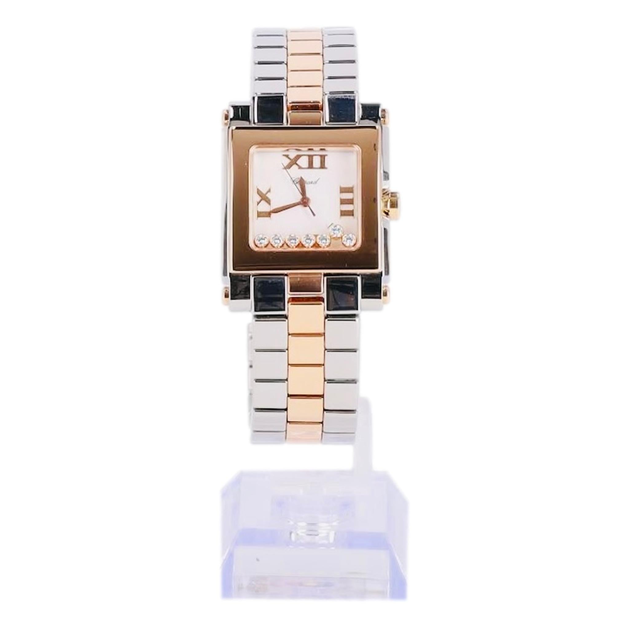 Modern Chopard Happy Sport Diamond, Steel & 18k Rose Gold Watch For Sale