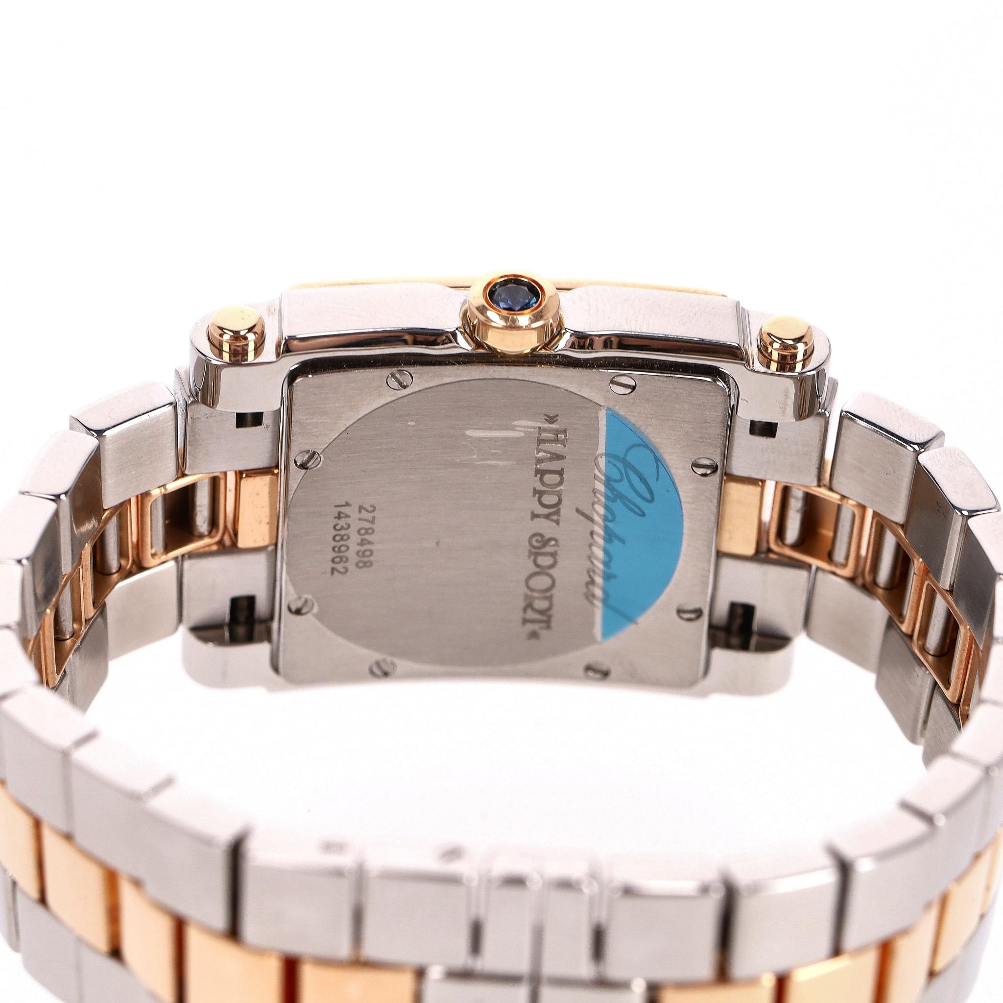 Chopard Happy Sport Diamond, Steel & 18k Rose Gold Watch In Excellent Condition For Sale In London, GB