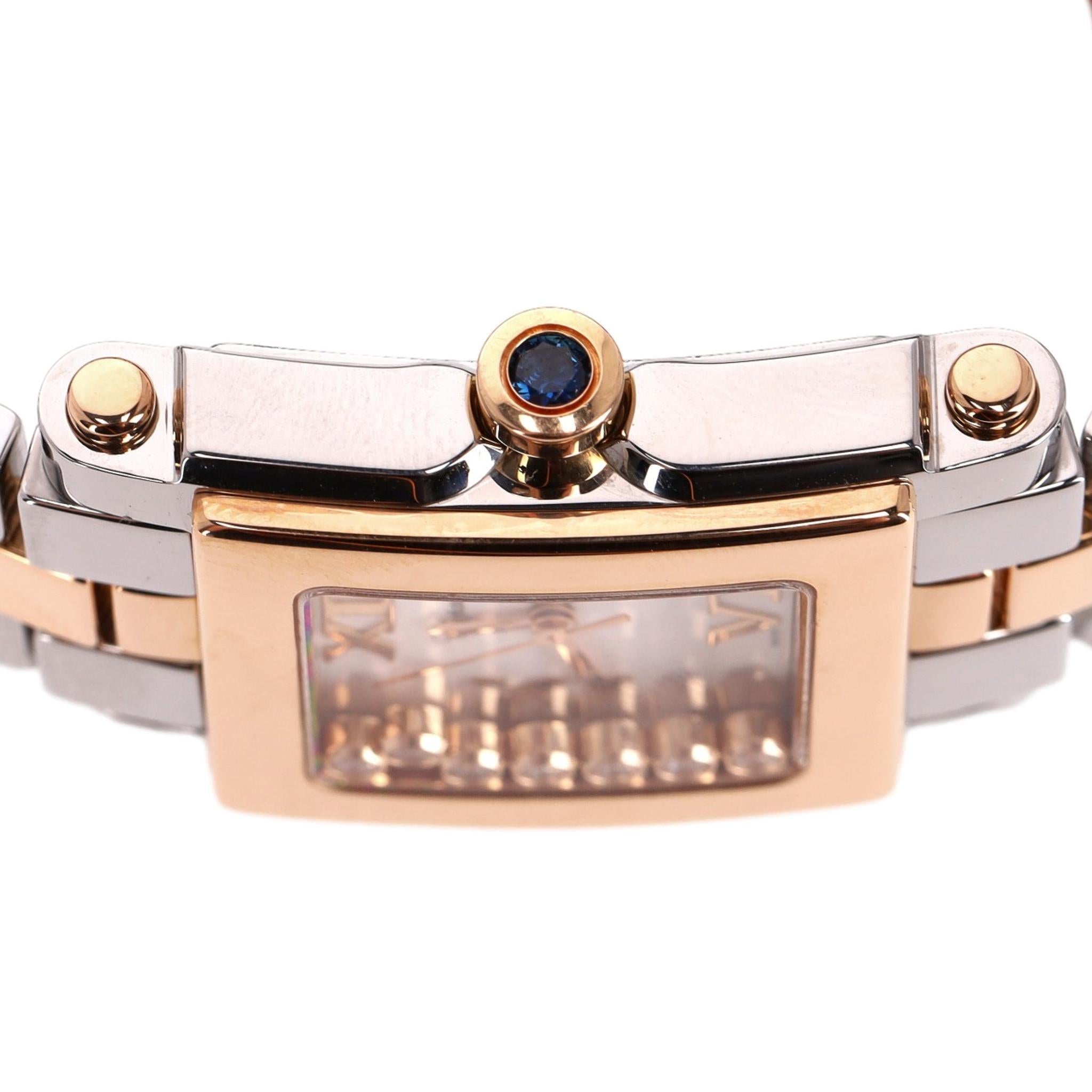 Women's Chopard Happy Sport Diamond, Steel & 18k Rose Gold Watch For Sale
