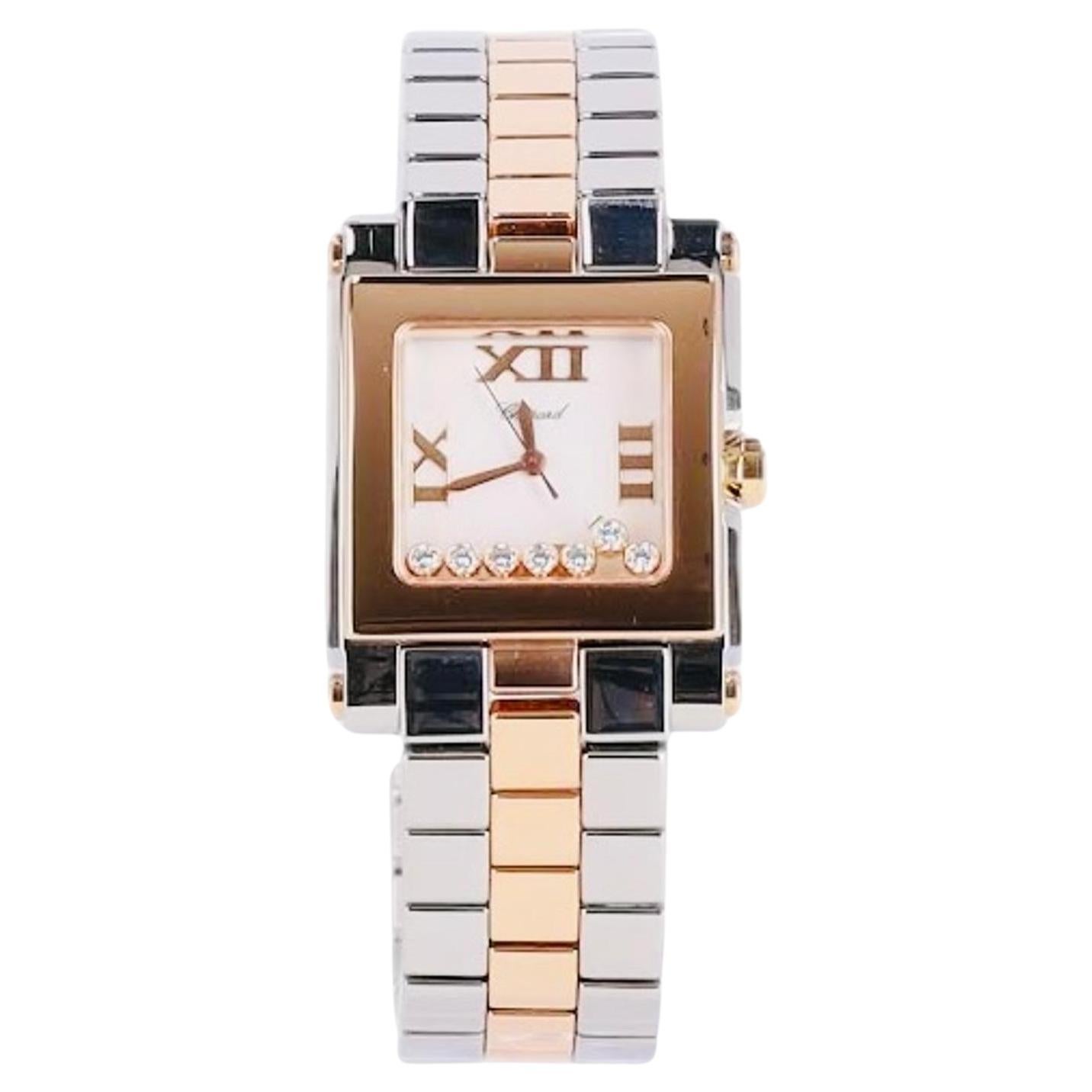 Orologio Chopard Happy Sport con diamanti, acciaio e oro rosa 18k