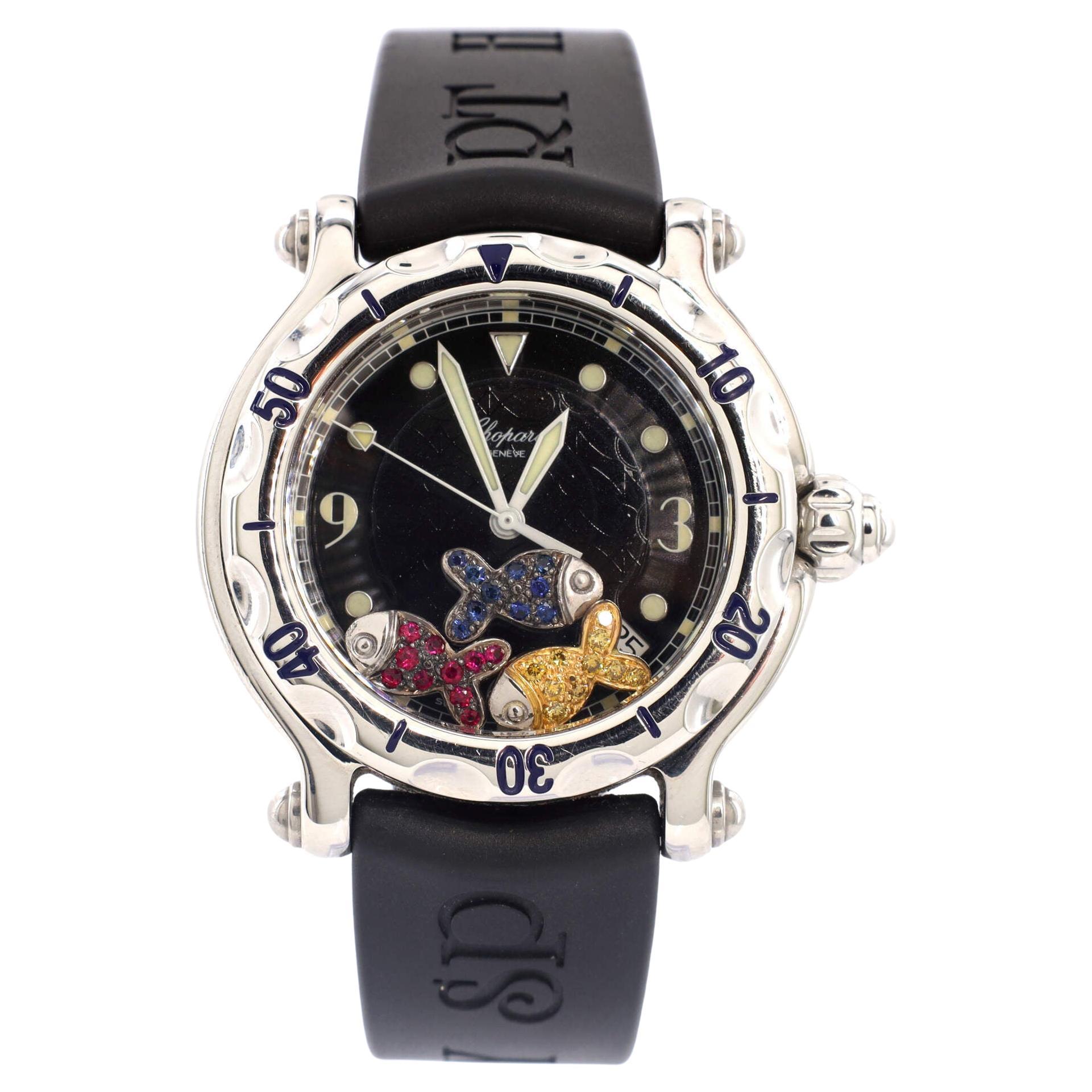 Chopard Happy Sport Fish Round Quartz Watch Stainless Steel and Rubber 