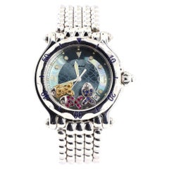 Chopard Happy Sport Fish Round Quartz Watch Stainless Steel with Floating Rubies