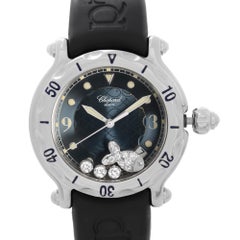 Chopard Happy Sport Fish Steel Floating Diamond Blue Dial Ladies Watch 28/8347