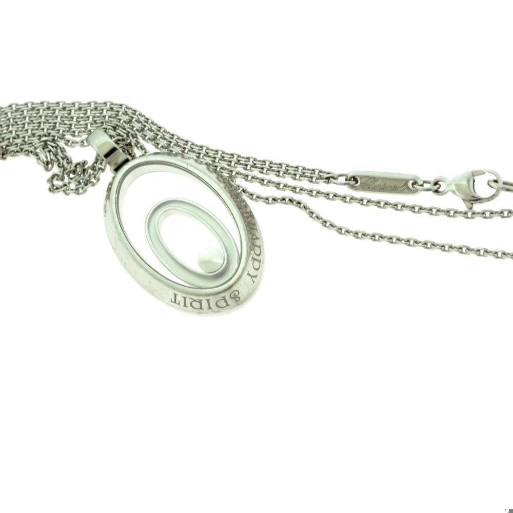 Donna Collana Chopard Happy Sport con diamanti fluttuanti in oro bianco 18 carati in vendita