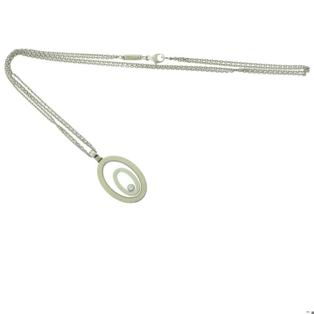 Collana Chopard Happy Sport con diamanti fluttuanti in oro bianco 18 carati in vendita 1