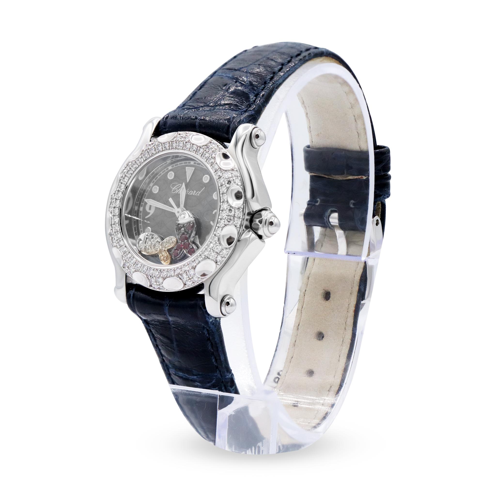 Chopard Happy Sport Floating Fish Stainless Steel Diamond Bezel  Lady's watch In Excellent Condition For Sale In New York, NY