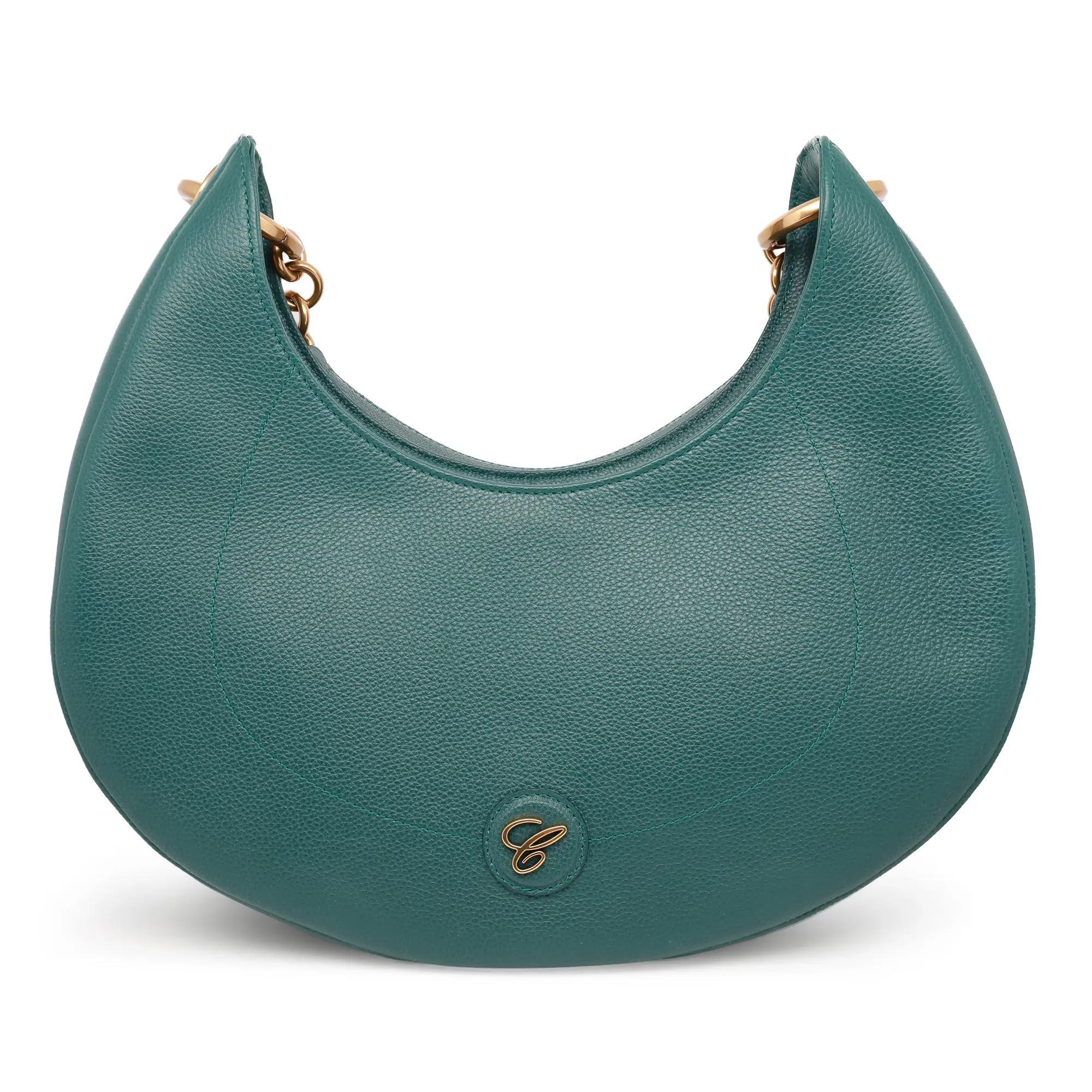 Chopard Happy Sport Green Grained Leather Hobo Bag 95000-1207 For Sale