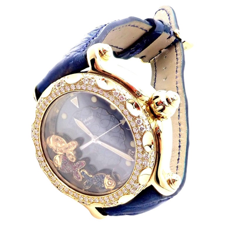 Chopard Happy Sport Happy Beach Yellow Gold Diamond Large Watch For Sale at  1stDibs
