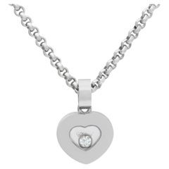 Chopard Pendentif et chaîne Happy Sport en forme de cœur en or blanc 18 carats