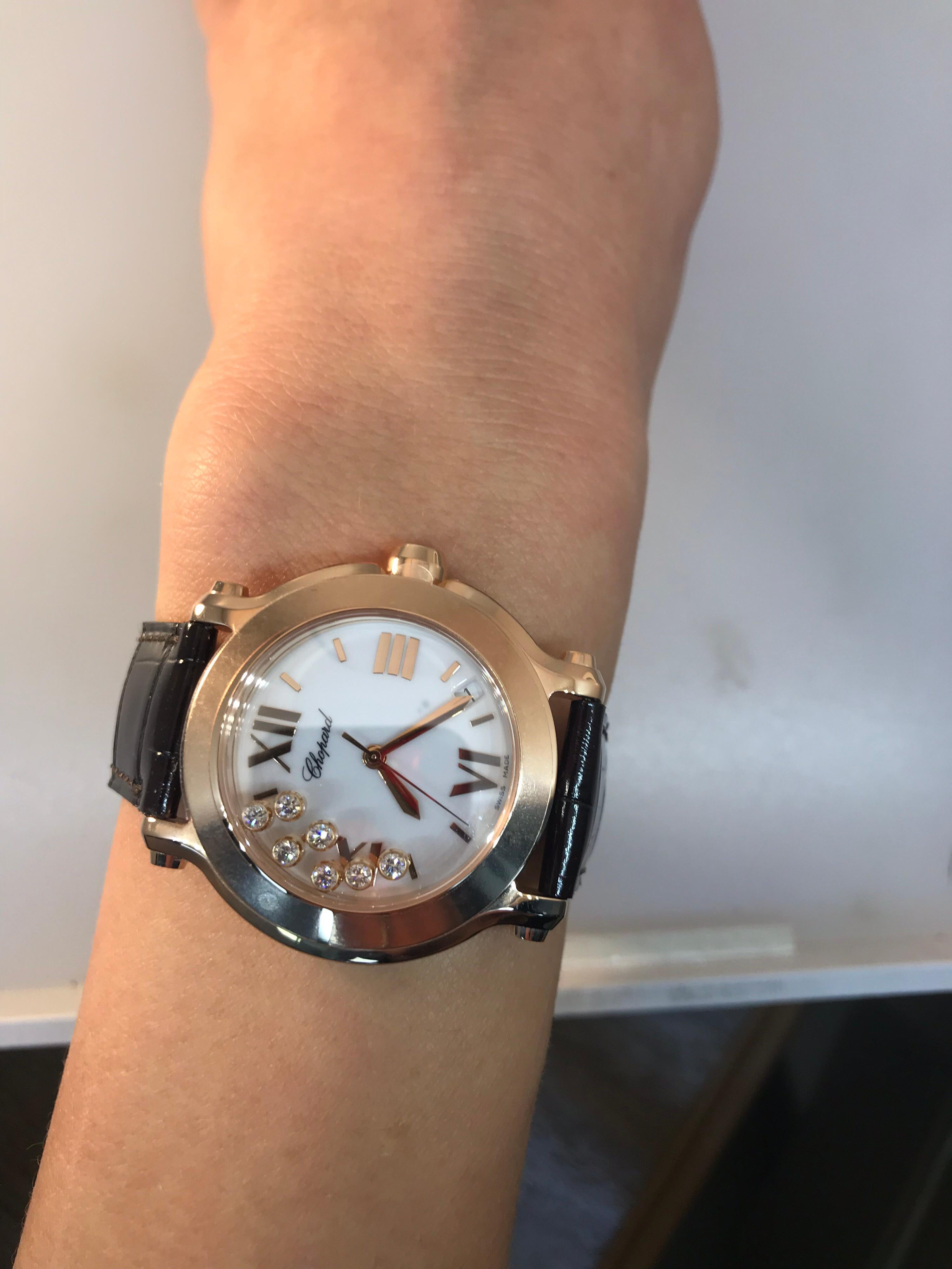 Chopard Happy Sport II Rose Gold White Dial Diamond Ladies Watch 27/7471-5001 For Sale 6