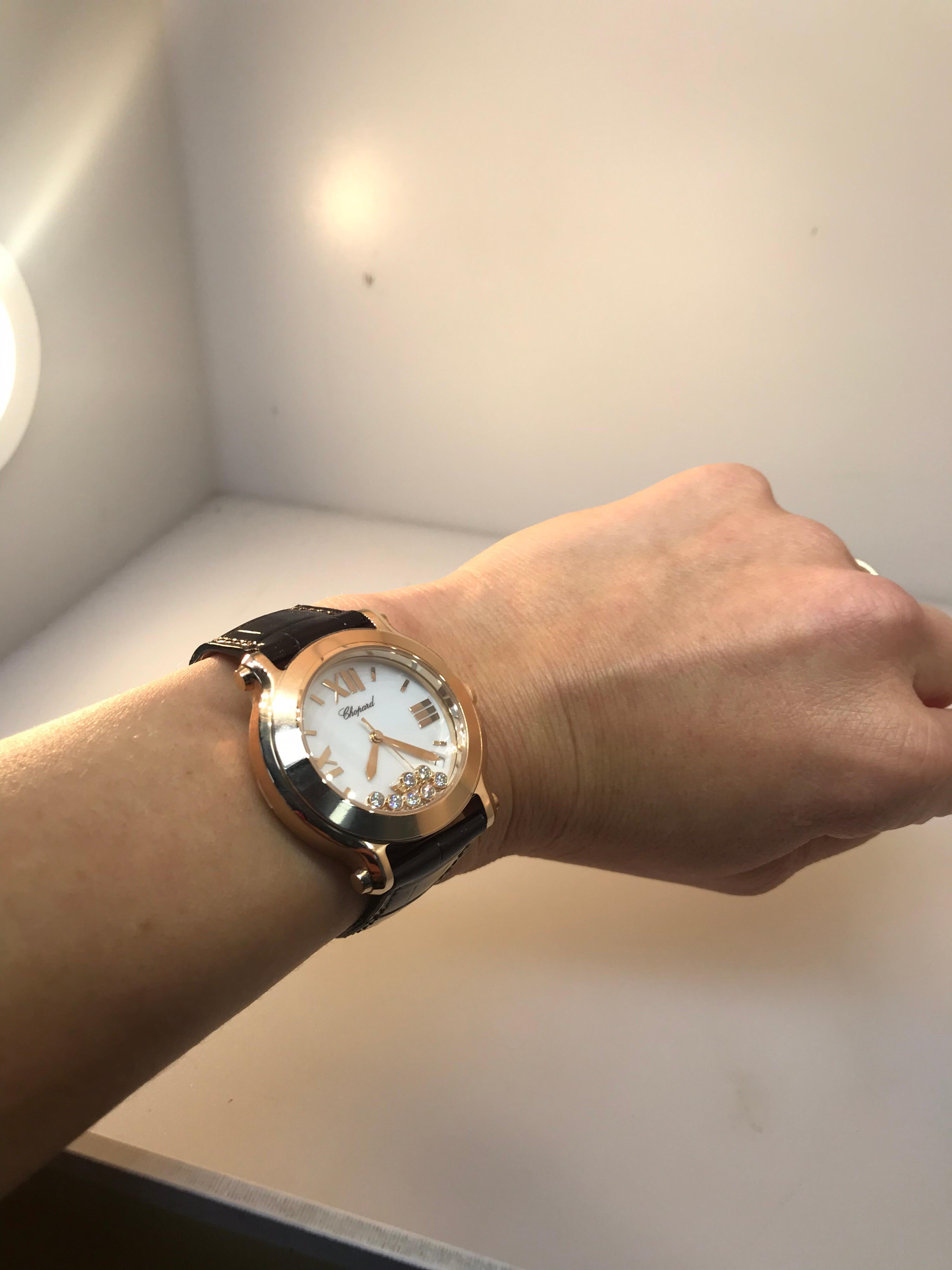 Chopard Happy Sport II Rose Gold White Dial Diamond Ladies Watch 27/7471-5001 For Sale 5