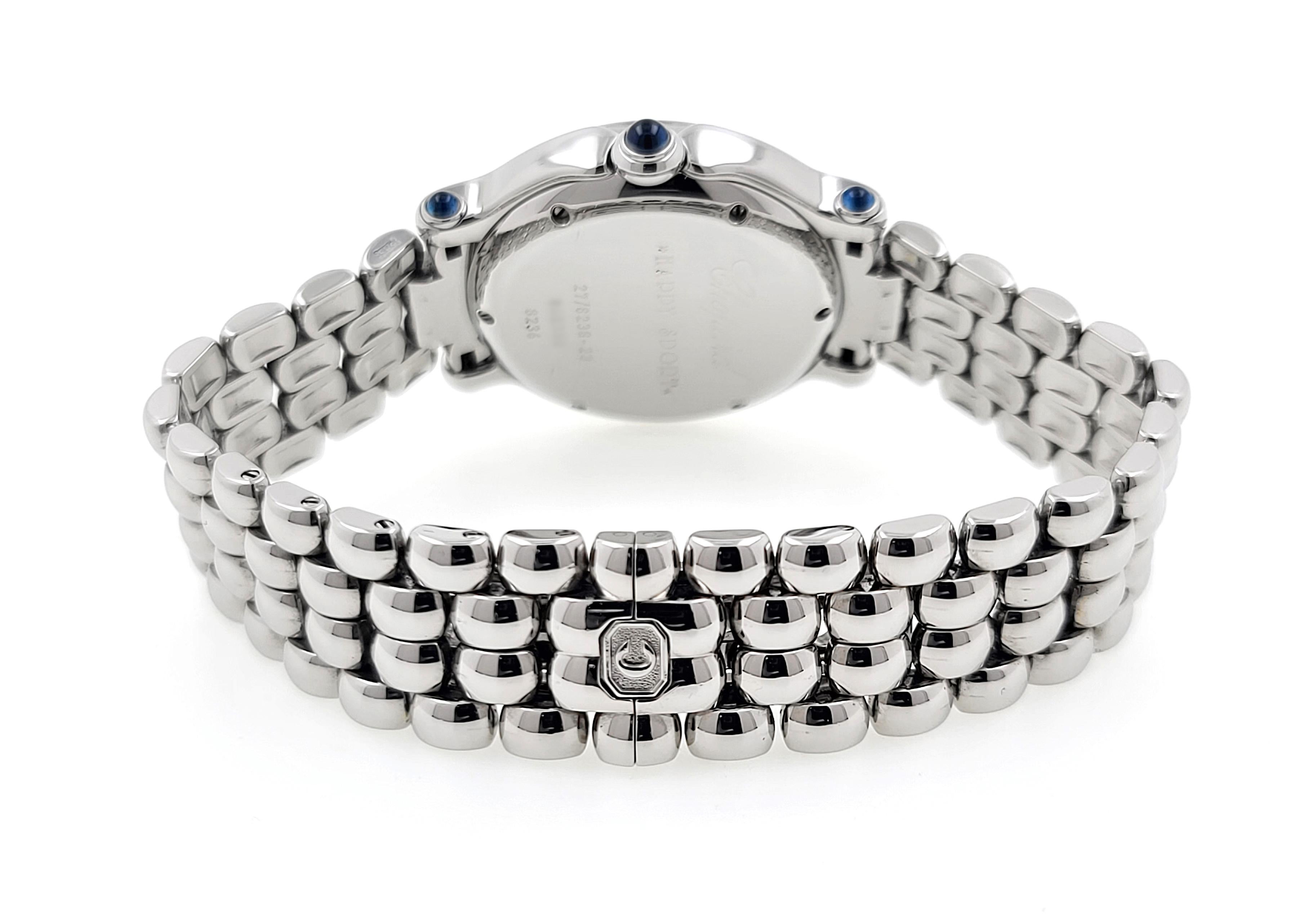 Chopard Happy Sport Jewelry 7 Diamonds 5 Sapphires Steel 27/8238-23 8236 Box 4