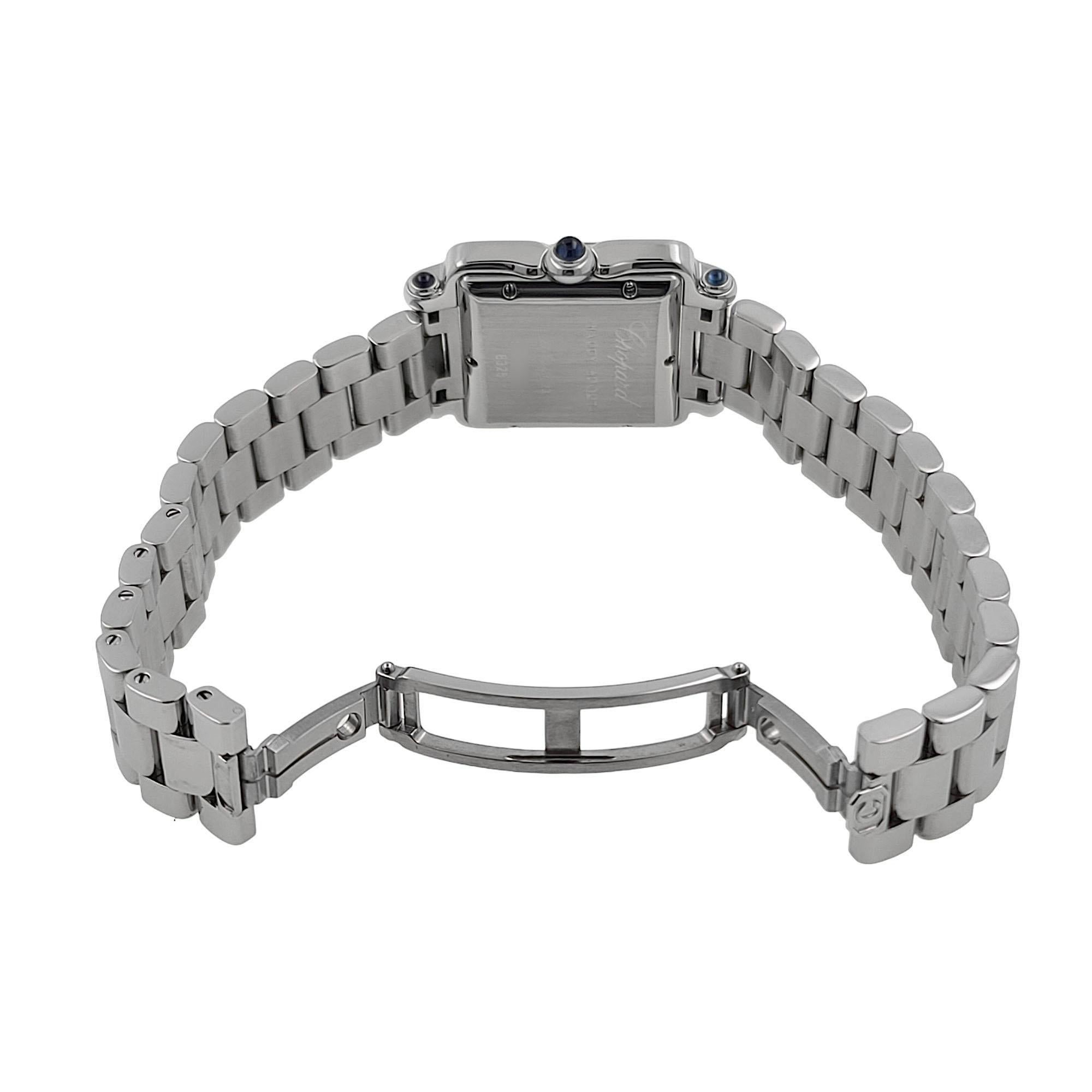Chopard Happy Sport Jewelry 7 Diamonds 5 Sapphires Steel 27/8349-23 8325 Square 6