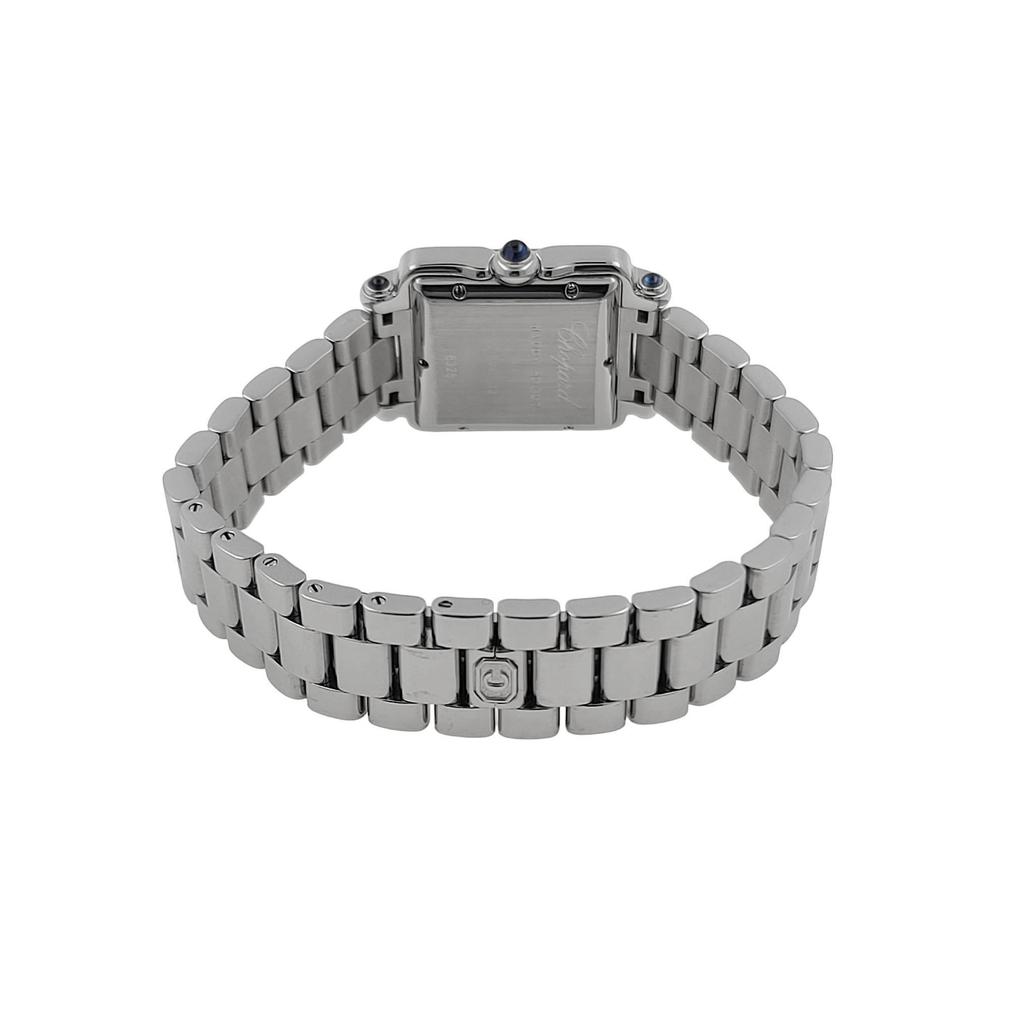 Chopard Happy Sport Jewelry 7 Diamonds 5 Sapphires Steel 27/8349-23 8325 Square 8