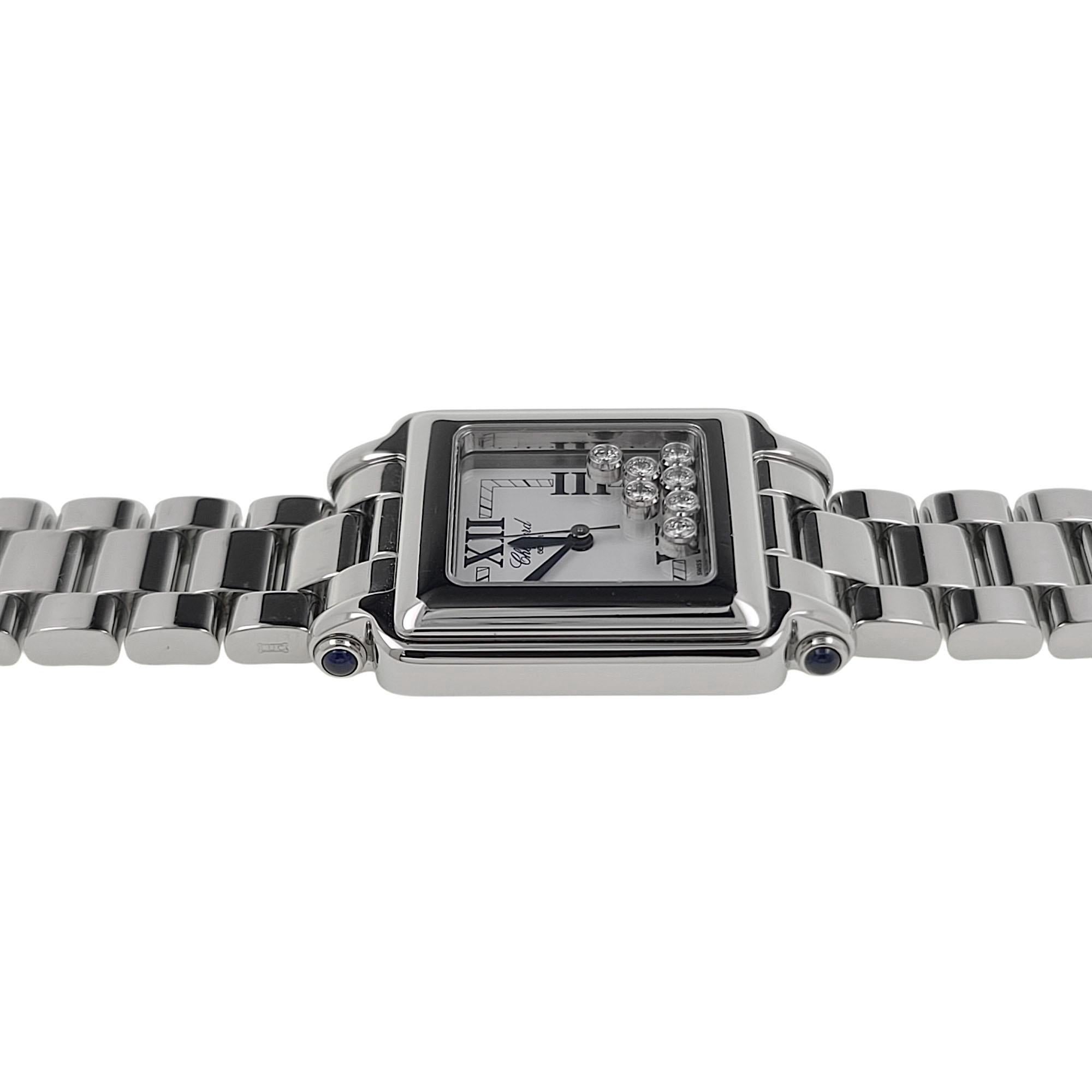 Chopard Happy Sport Jewelry 7 Diamonds 5 Sapphires Steel 27/8349-23 8325 Square 1