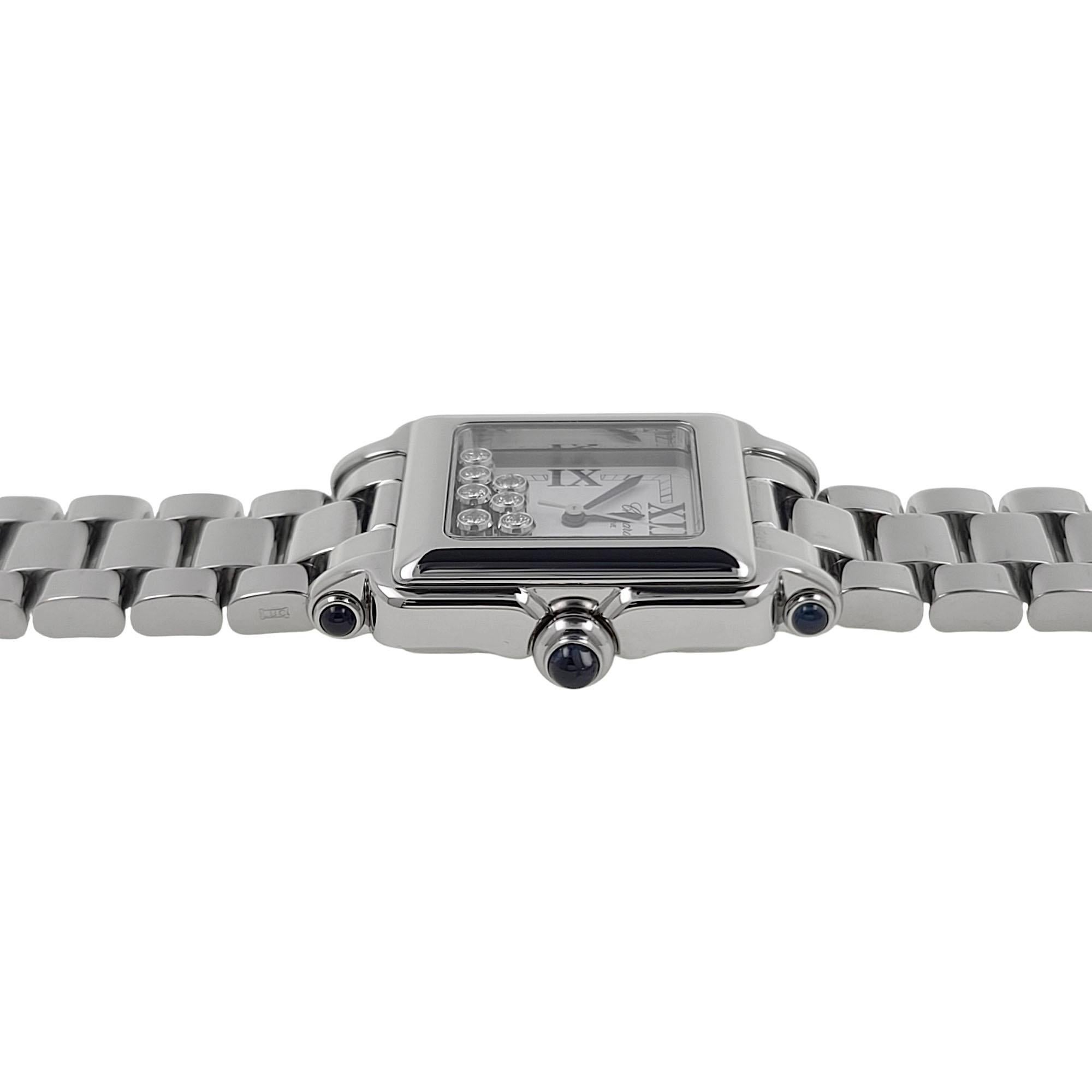 Chopard Happy Sport Jewelry 7 Diamonds 5 Sapphires Steel 27/8349-23 8325 Square 2
