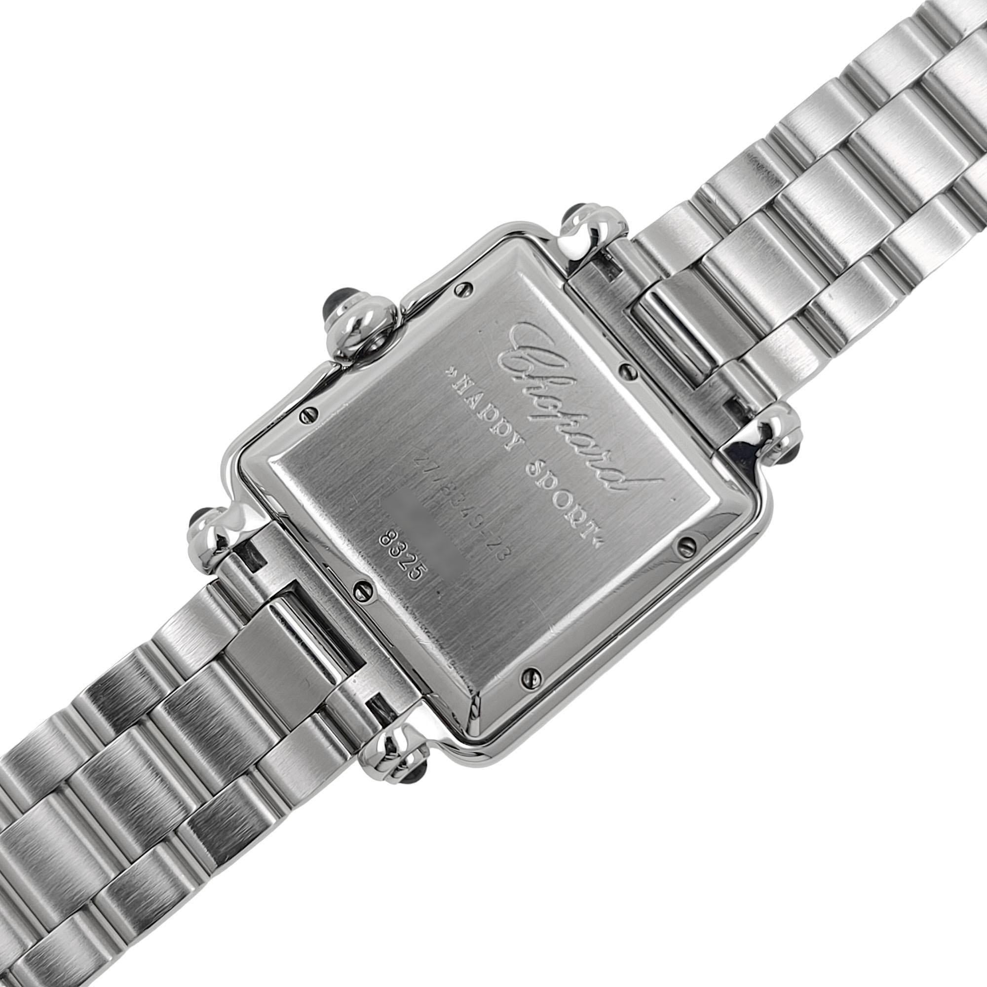 Chopard Happy Sport Jewelry 7 Diamonds 5 Sapphires Steel 27/8349-23 8325 Square 3