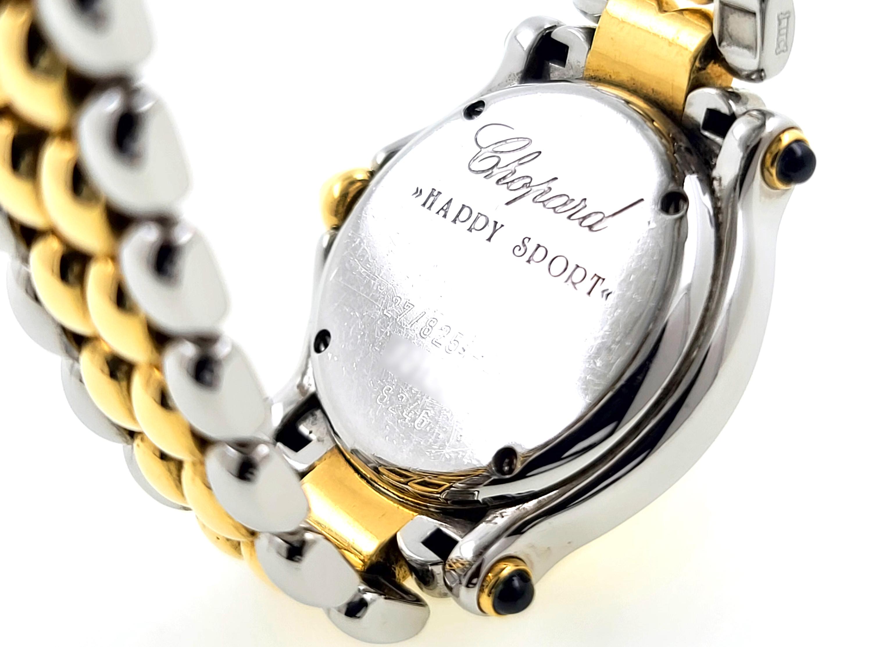 Chopard Happy Sport Jewelry Diamonds Sapphires 18k Gold Steel 27/8251-23 + Box For Sale 5