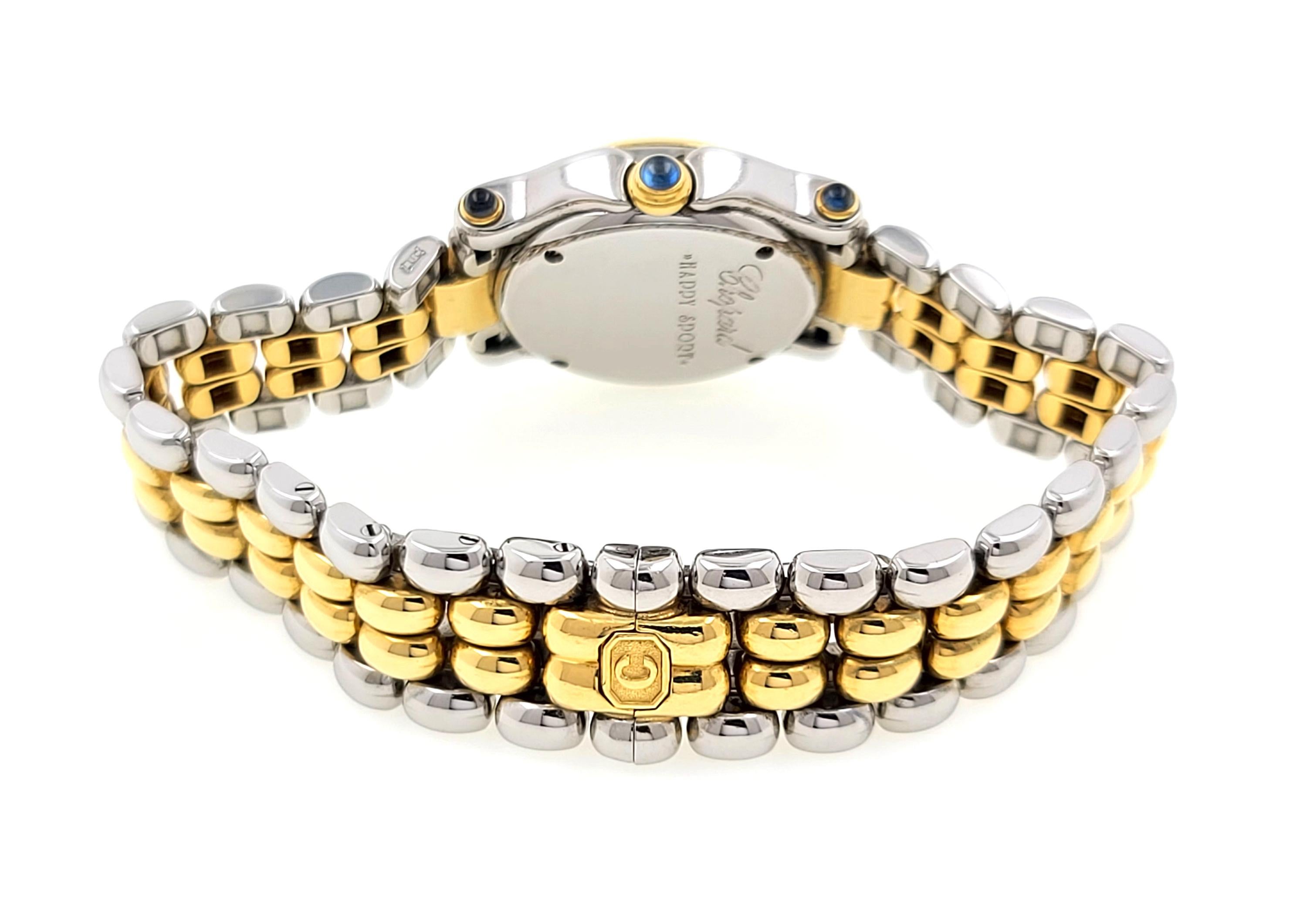 Chopard Happy Sport Jewelry Diamonds Sapphires 18k Gold Steel 27/8251-23 + Box 1