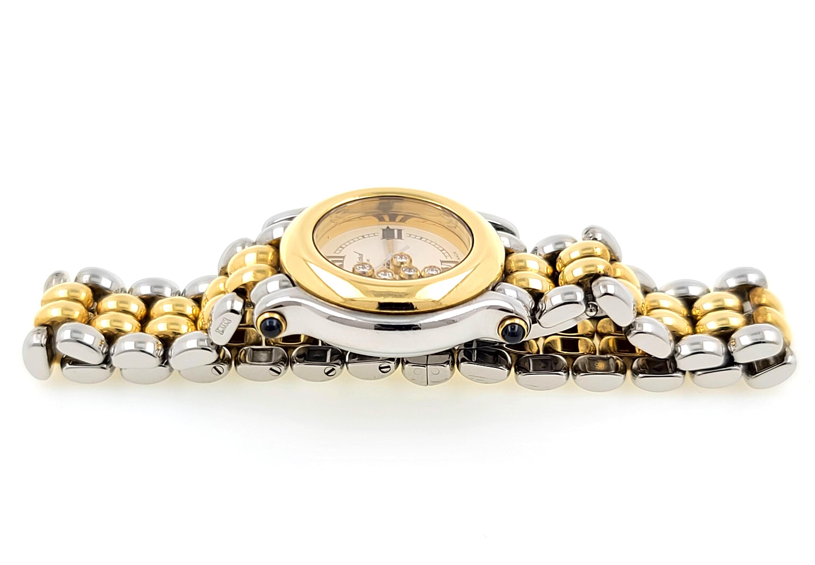 Chopard Happy Sport Jewelry Diamonds Sapphires 18k Gold Steel 27/8251-23 + Box For Sale 2