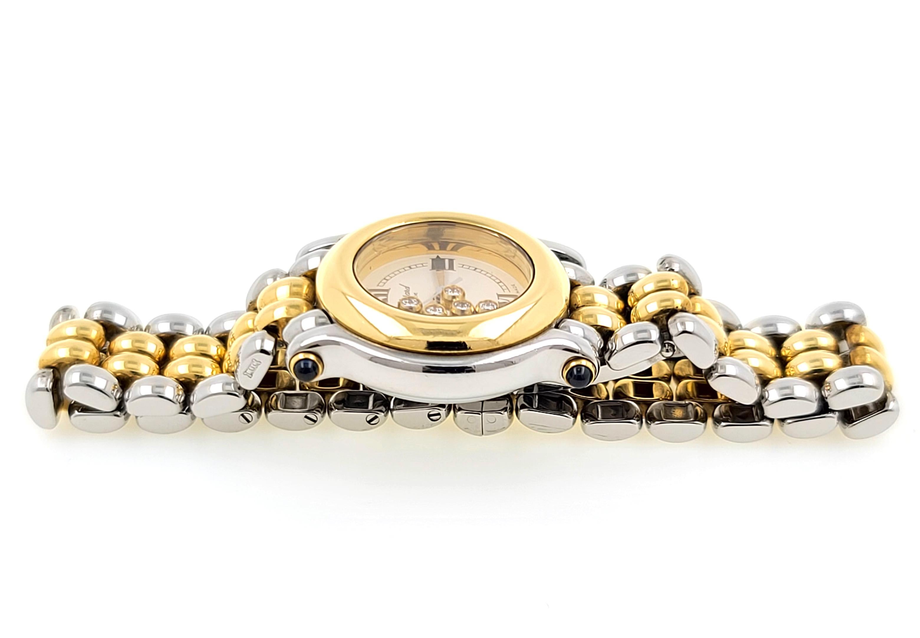 Women's Chopard Happy Sport Jewelry Diamonds Sapphires 18k Gold Steel 27/8251-23 + Box