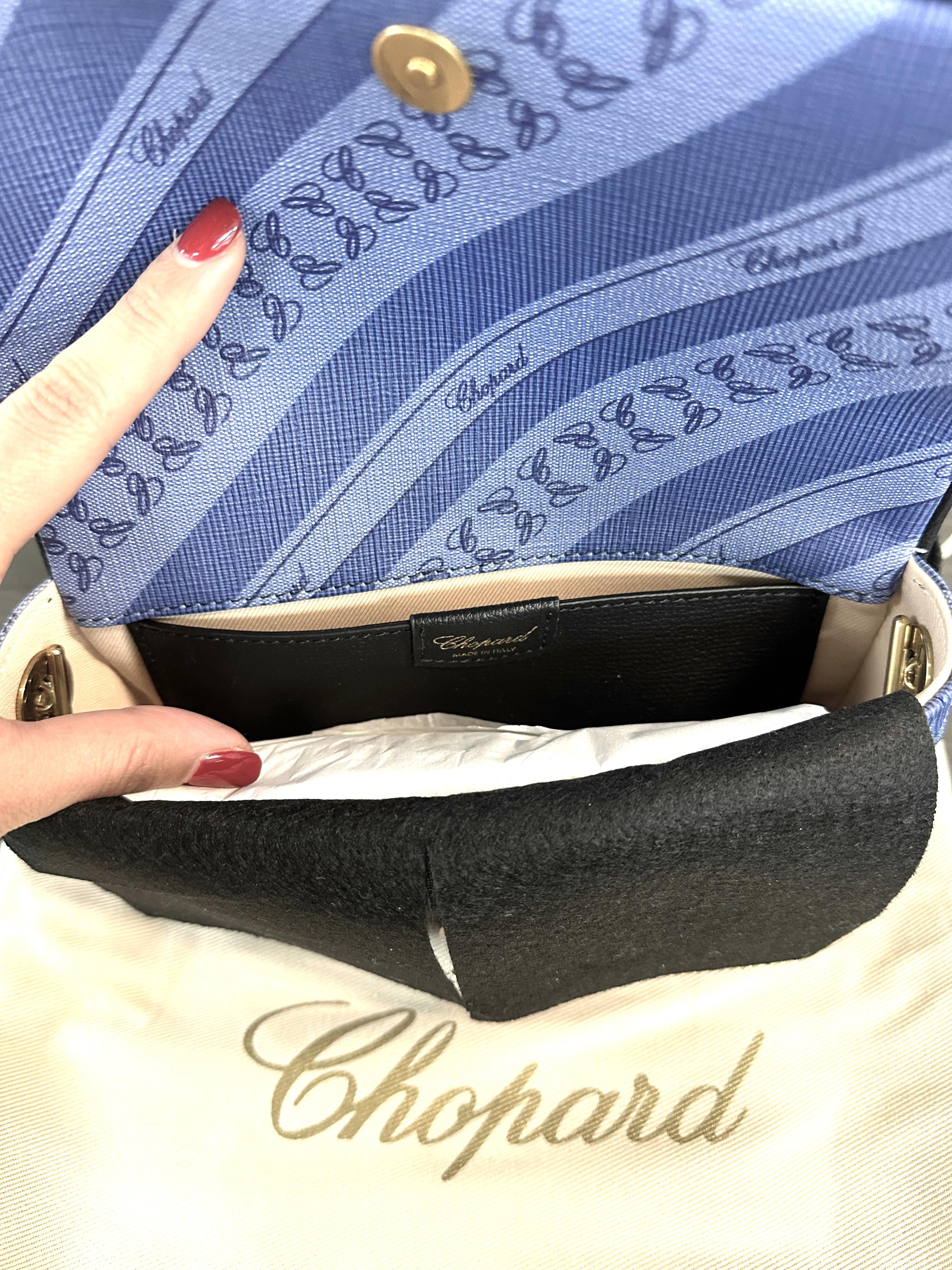 De las mujeres Chopard Happy Sport Mini Bolso Crossbody de lona azul 95000-1126 en venta
