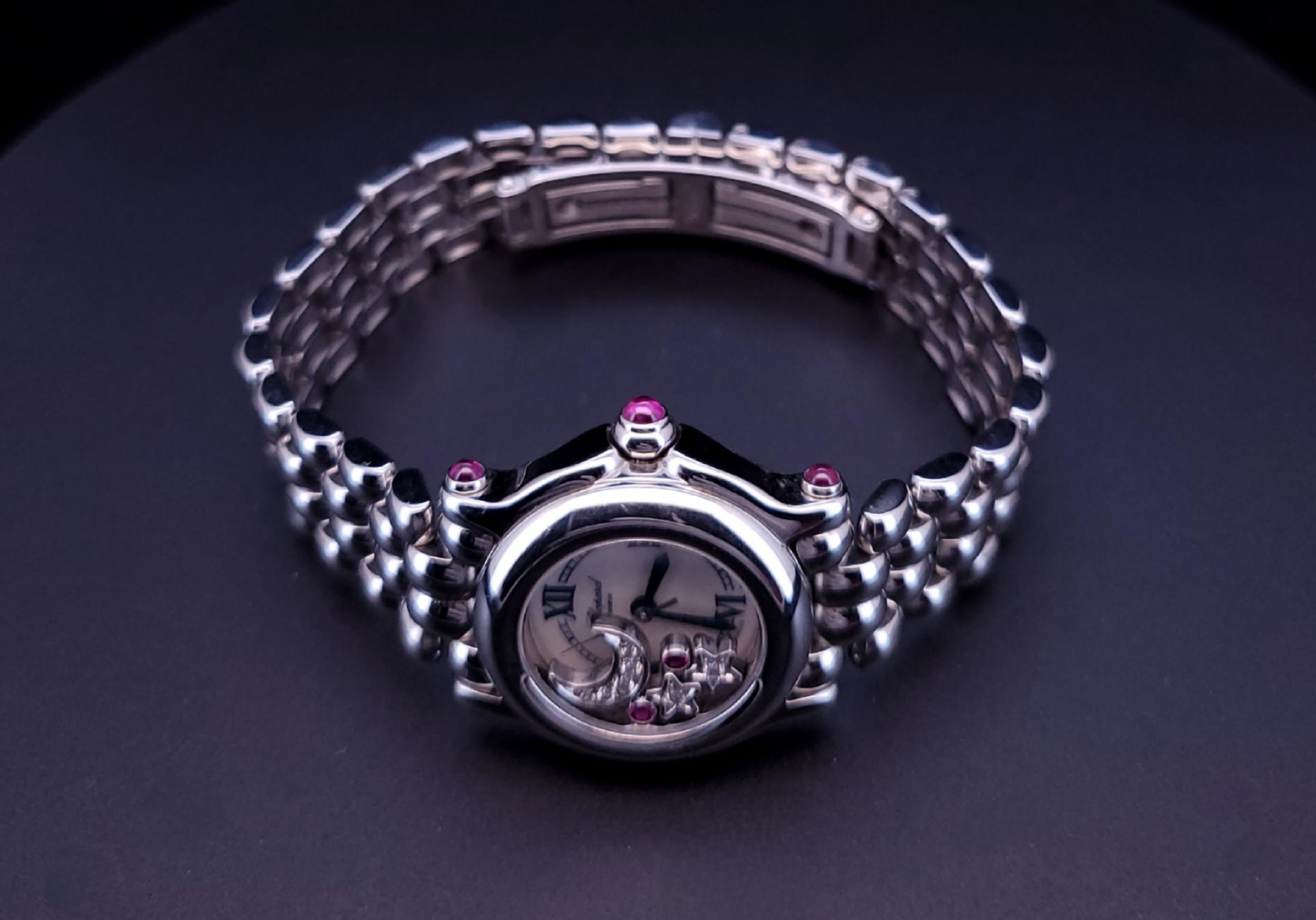Chopard Happy Sport moon star Diamonds  23mm Stainless Steel Ladies Watch 7