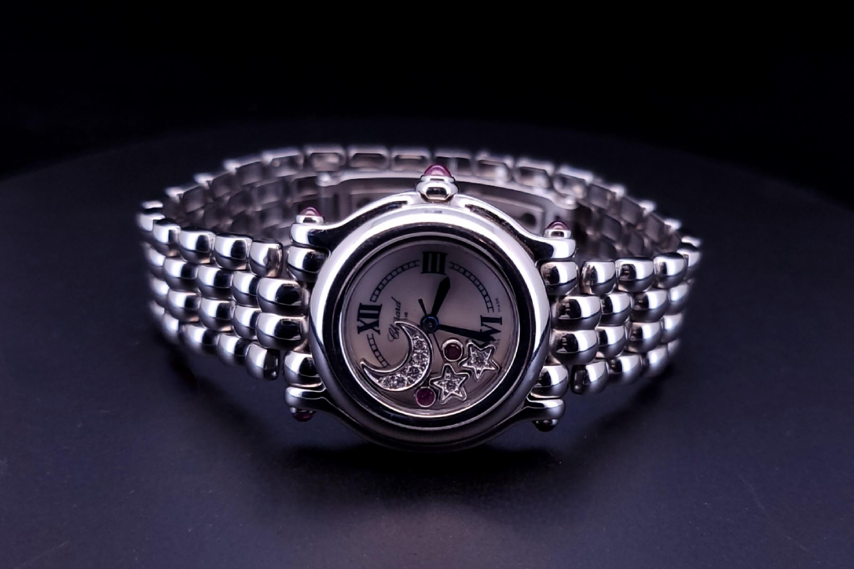 Chopard Happy Sport moon star Diamonds  23mm Stainless Steel Ladies Watch 8