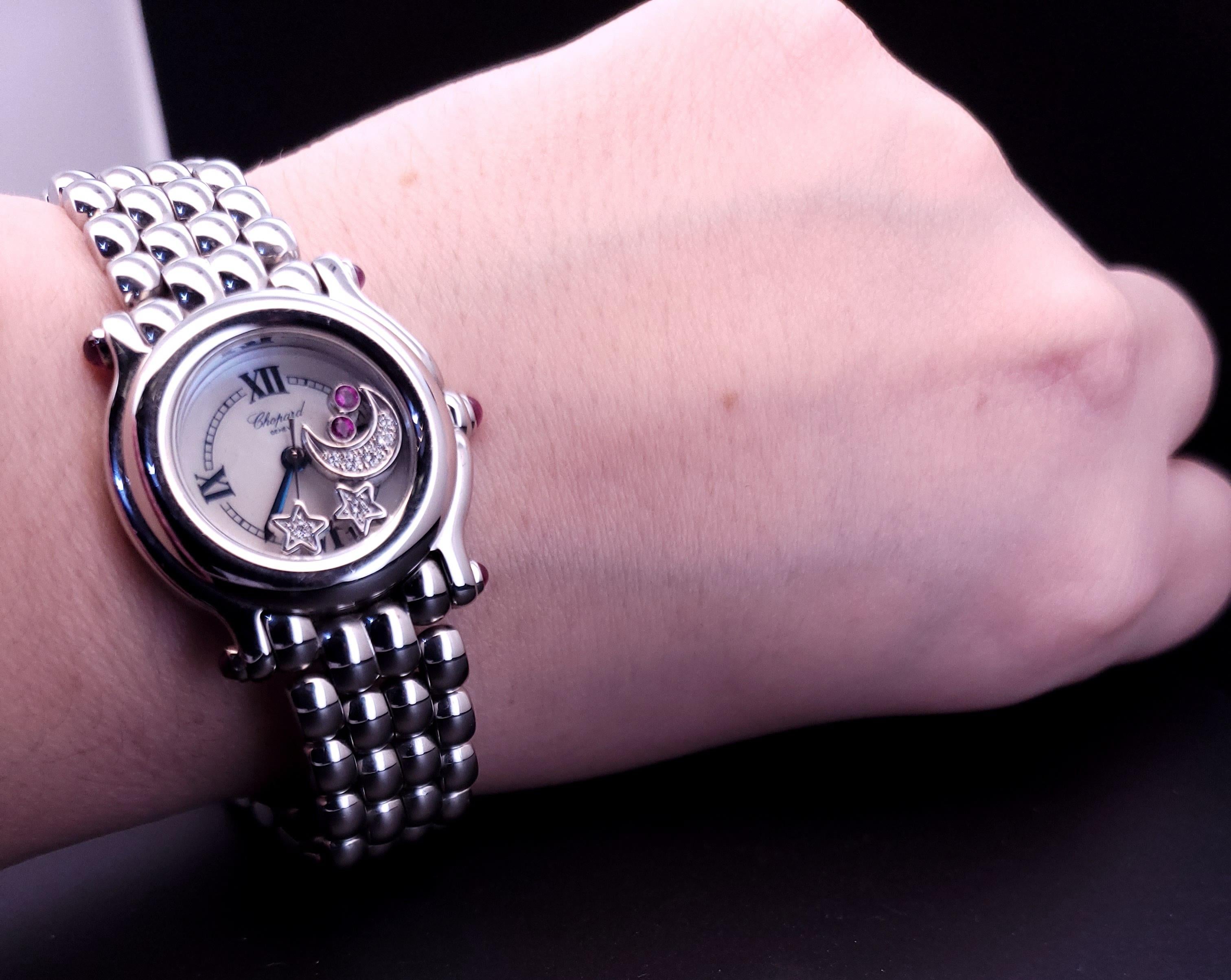 Chopard Happy Sport moon star Diamonds  23mm Stainless Steel Ladies Watch 2