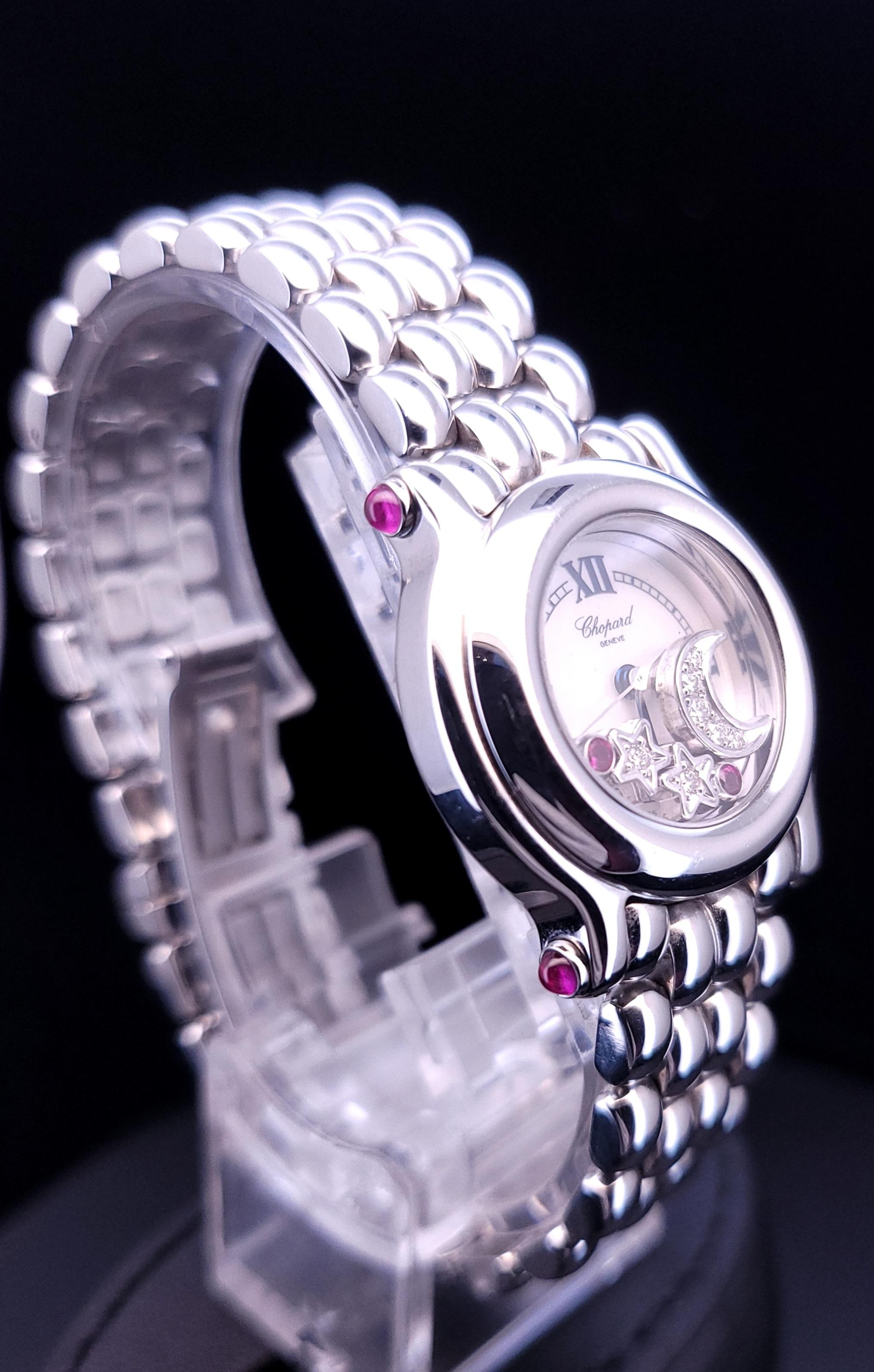 Chopard Happy Sport moon star Diamonds  23mm Stainless Steel Ladies Watch 3