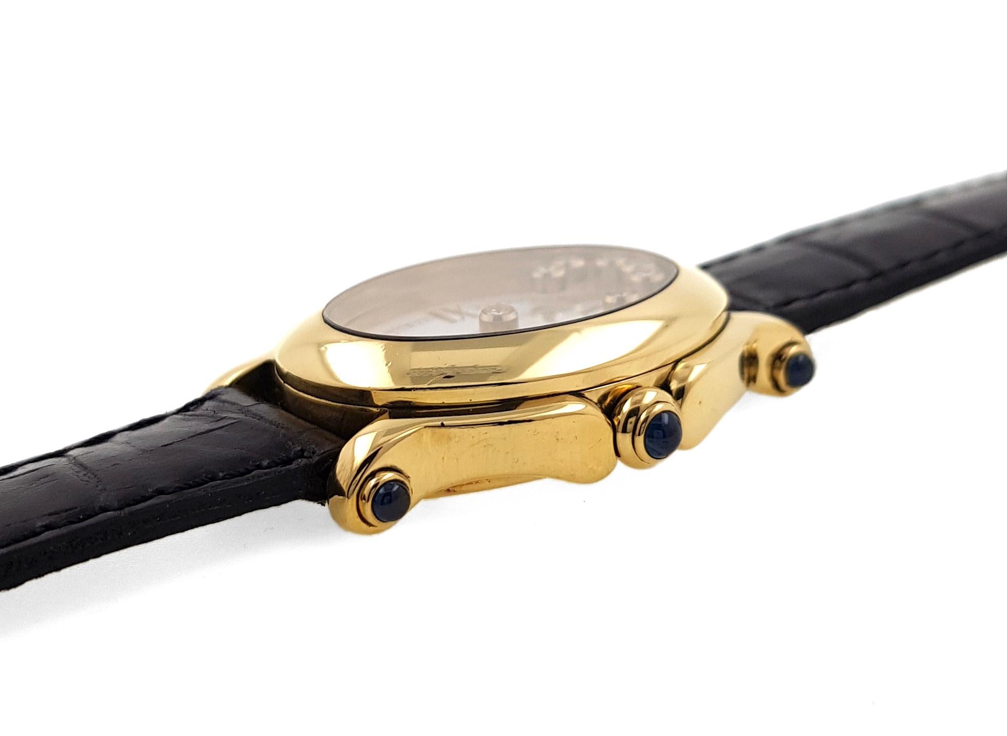 Chopard Happy Sport Oval Date 7000 Jewelry Diamonds Sapphires18k Gold 27/7000-23 1