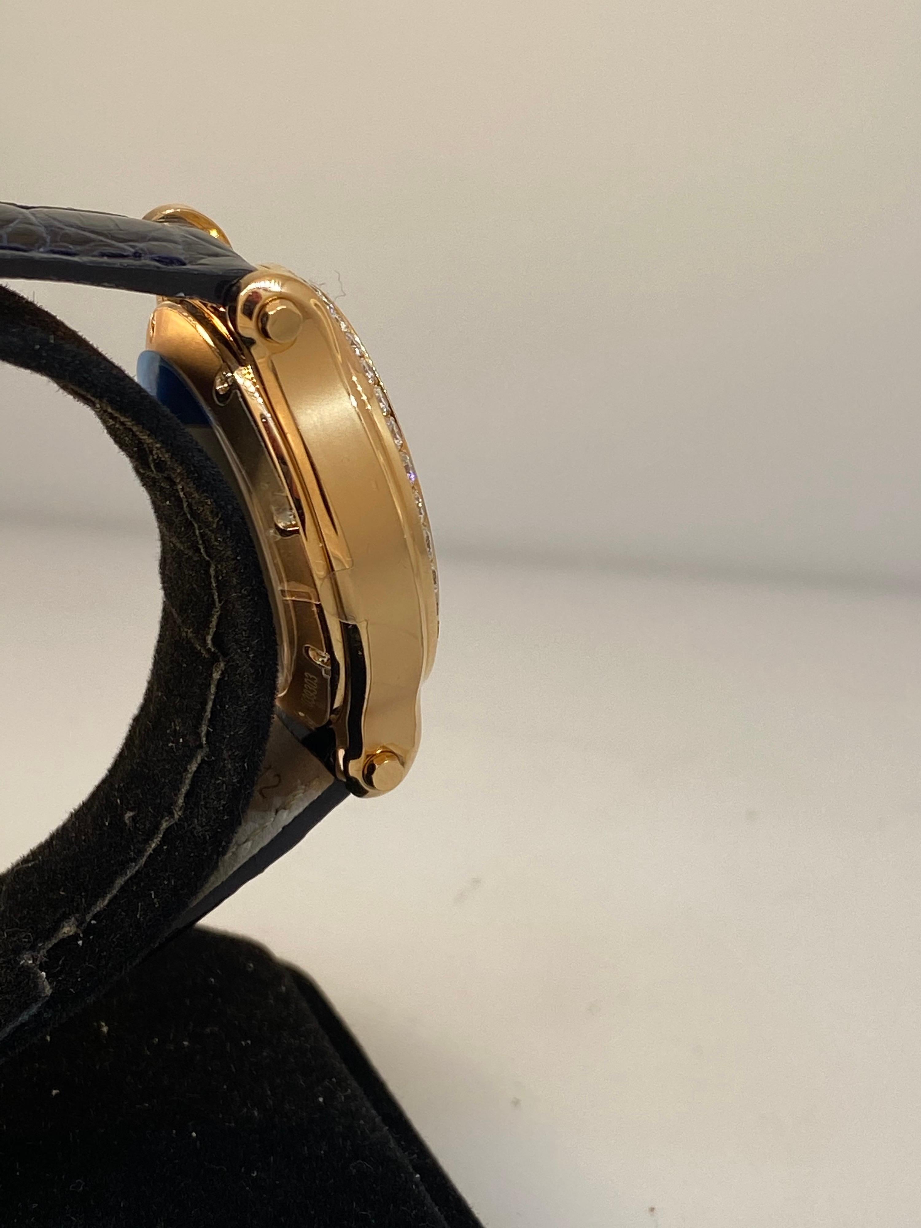 Women's Chopard Happy Sport Oval Rose Gold Diamond Bezel Automatic Ladies Watch 27/5362 For Sale