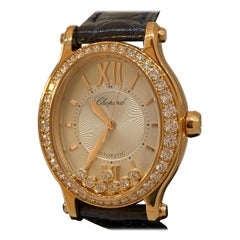 Used Chopard Happy Sport Oval Rose Gold Diamond Bezel Automatic Ladies Watch 27/5362