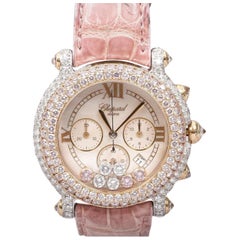 Chopard Happy Sport Pink Diamond MOP 40mm Donna Oro 18K Orologio Astuccio/Portafoglio