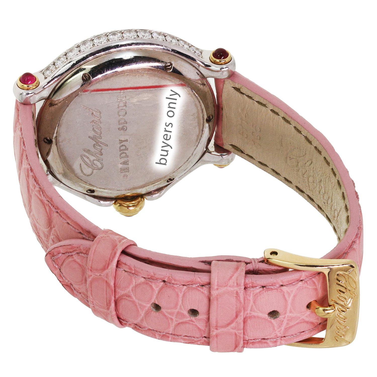Women's Chopard Happy Sport Pink Diamond White & Rose Gold Watch