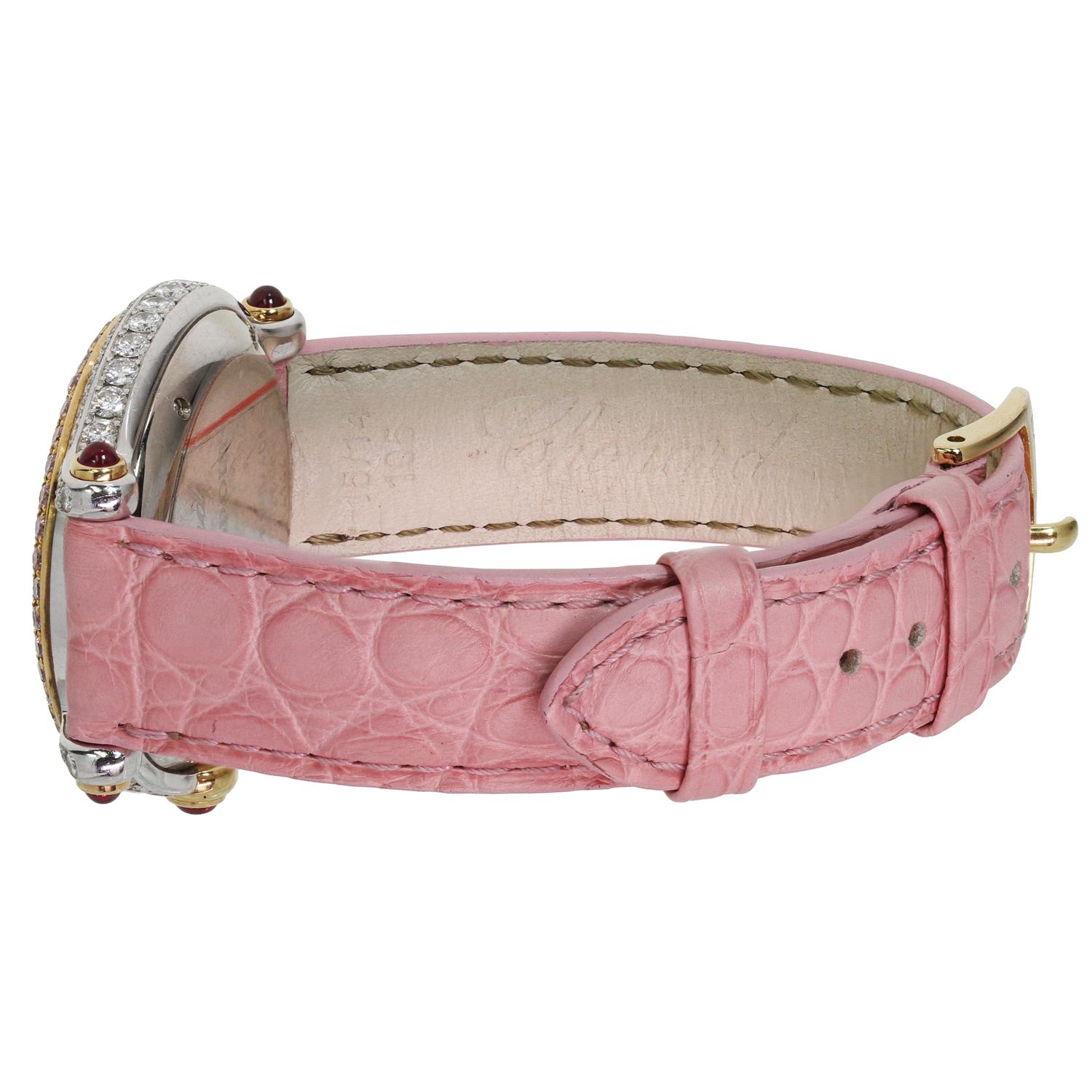 Chopard Happy Sport Uhr aus Weiß- und Roségold mit rosa Diamanten 4