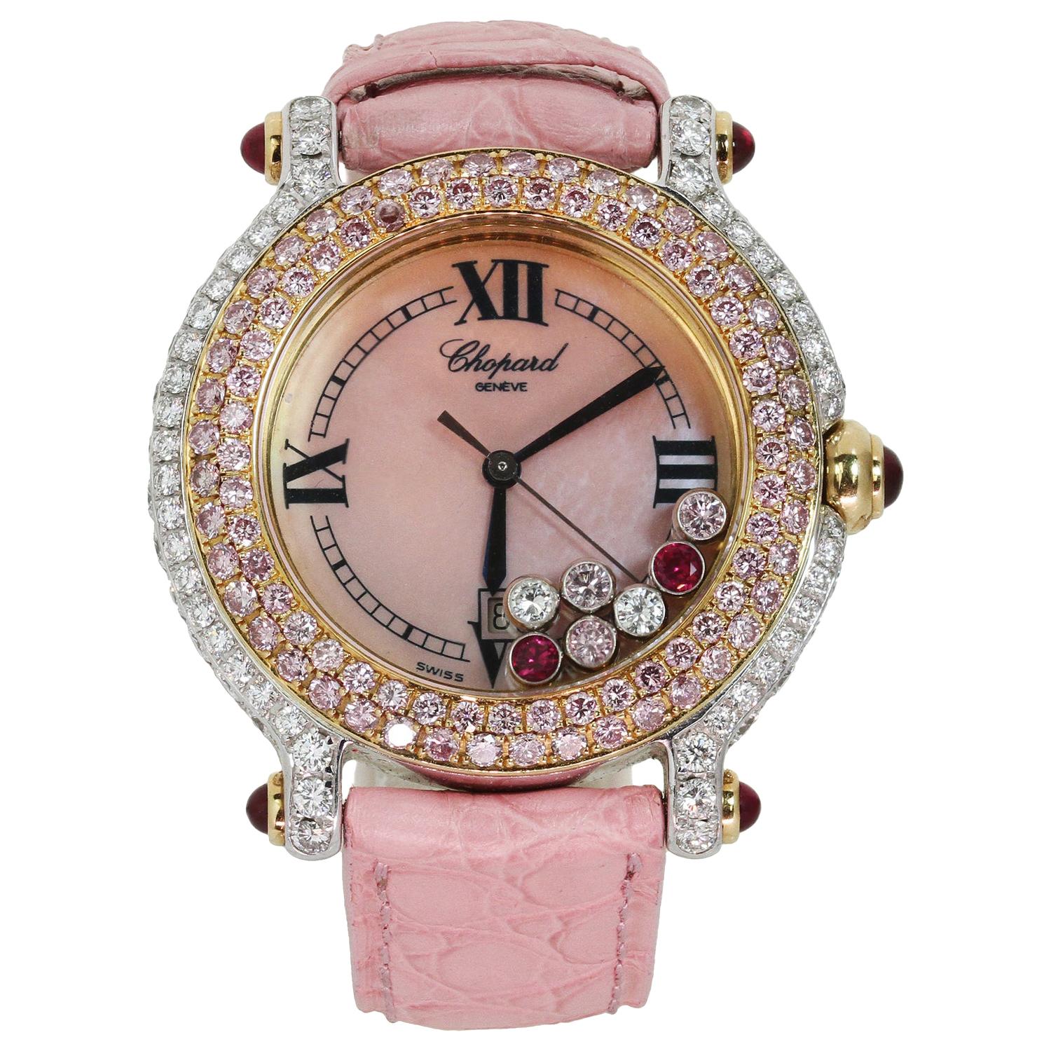 Chopard Happy Sport Pink Diamond White & Rose Gold Watch