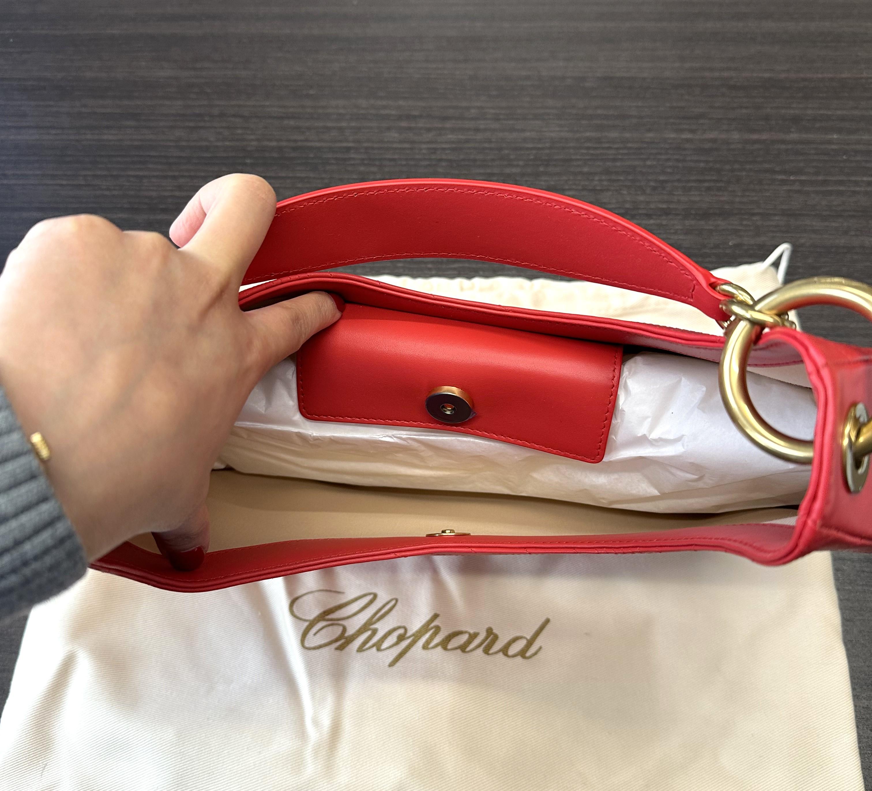 Chopard Happy Sport Bolso Hobo de Piel Acolchado en Rojo 95000-1211 en venta 2