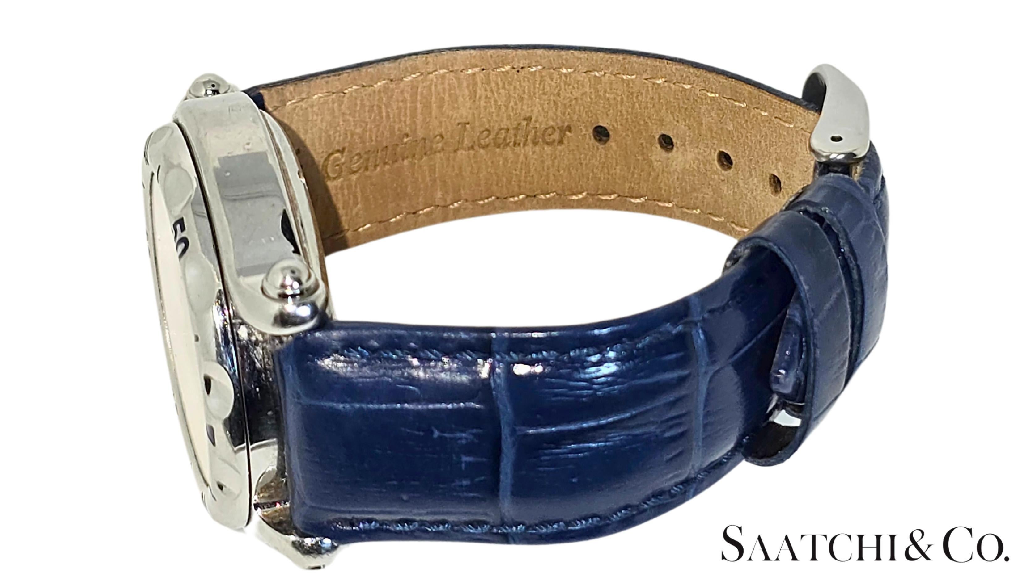 Chopard Happy Sport R. 8347 Acciaio, Giallo Rubino Naturale e Zaffiro Blu in vendita 5