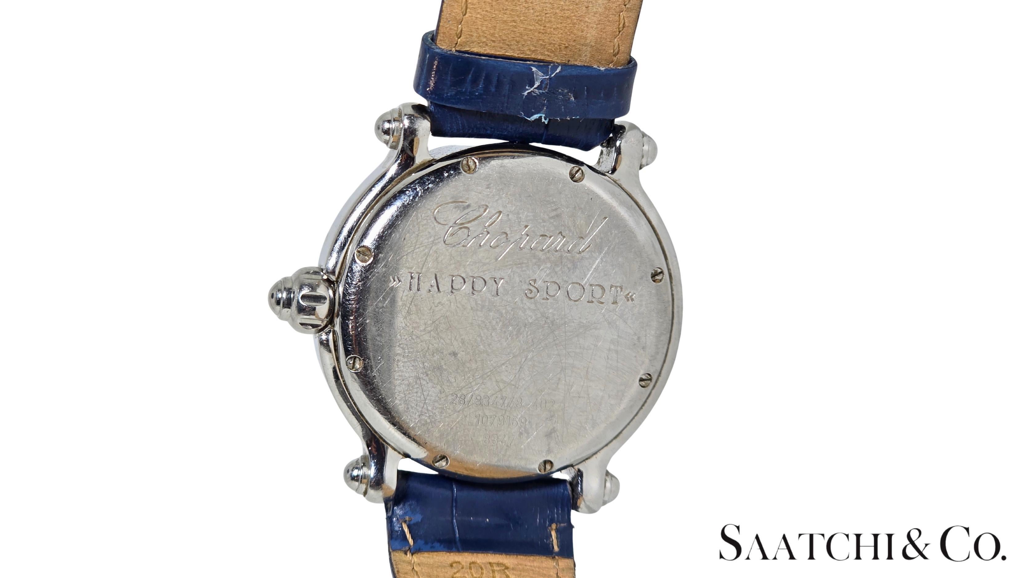 Chopard Happy Sport R. 8347 Acciaio, Giallo Rubino Naturale e Zaffiro Blu In condizioni ottime in vendita a New York, NY