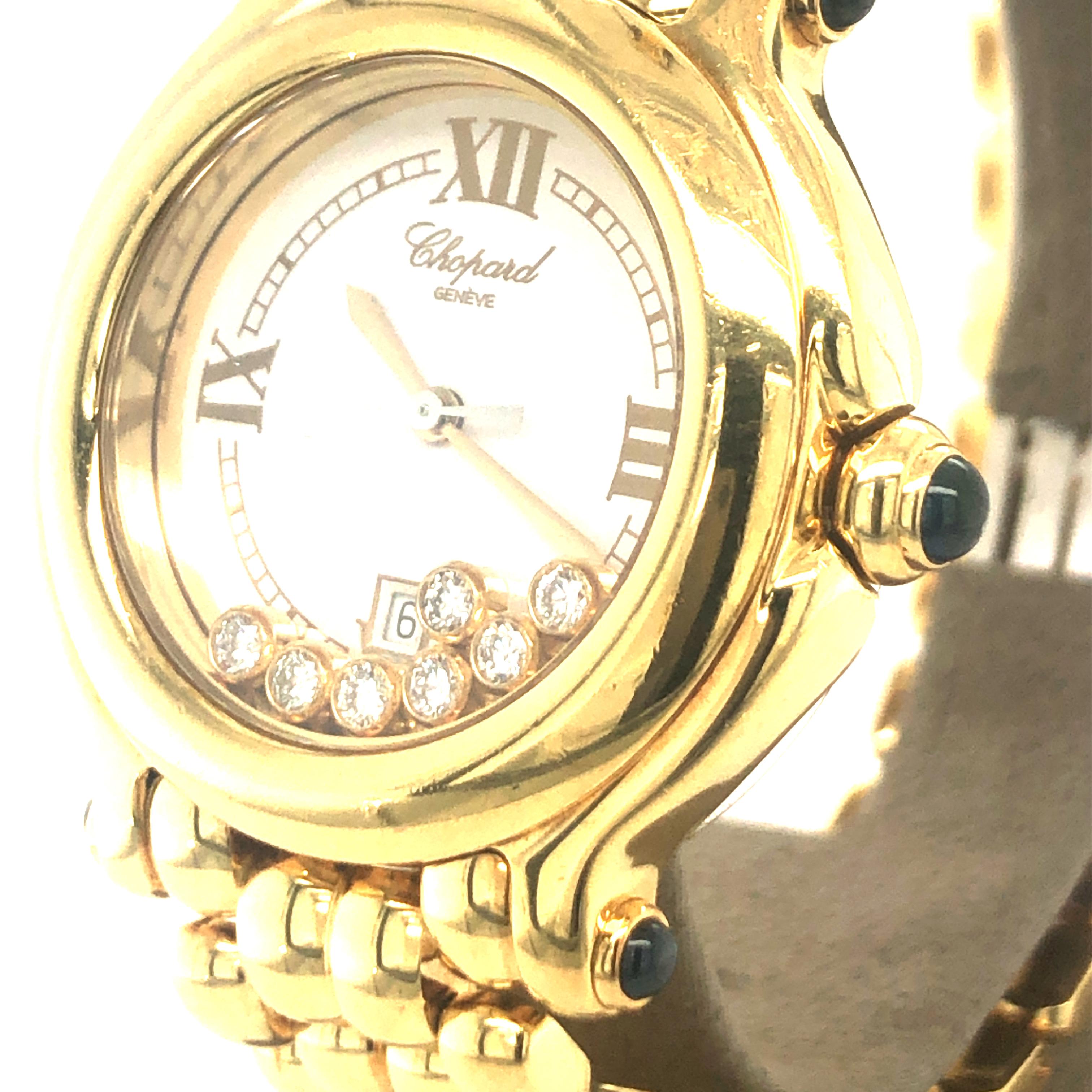 Contemporary Chopard Happy Sport Ref. 27/6137-23 in 18 Karat Yellow Gold